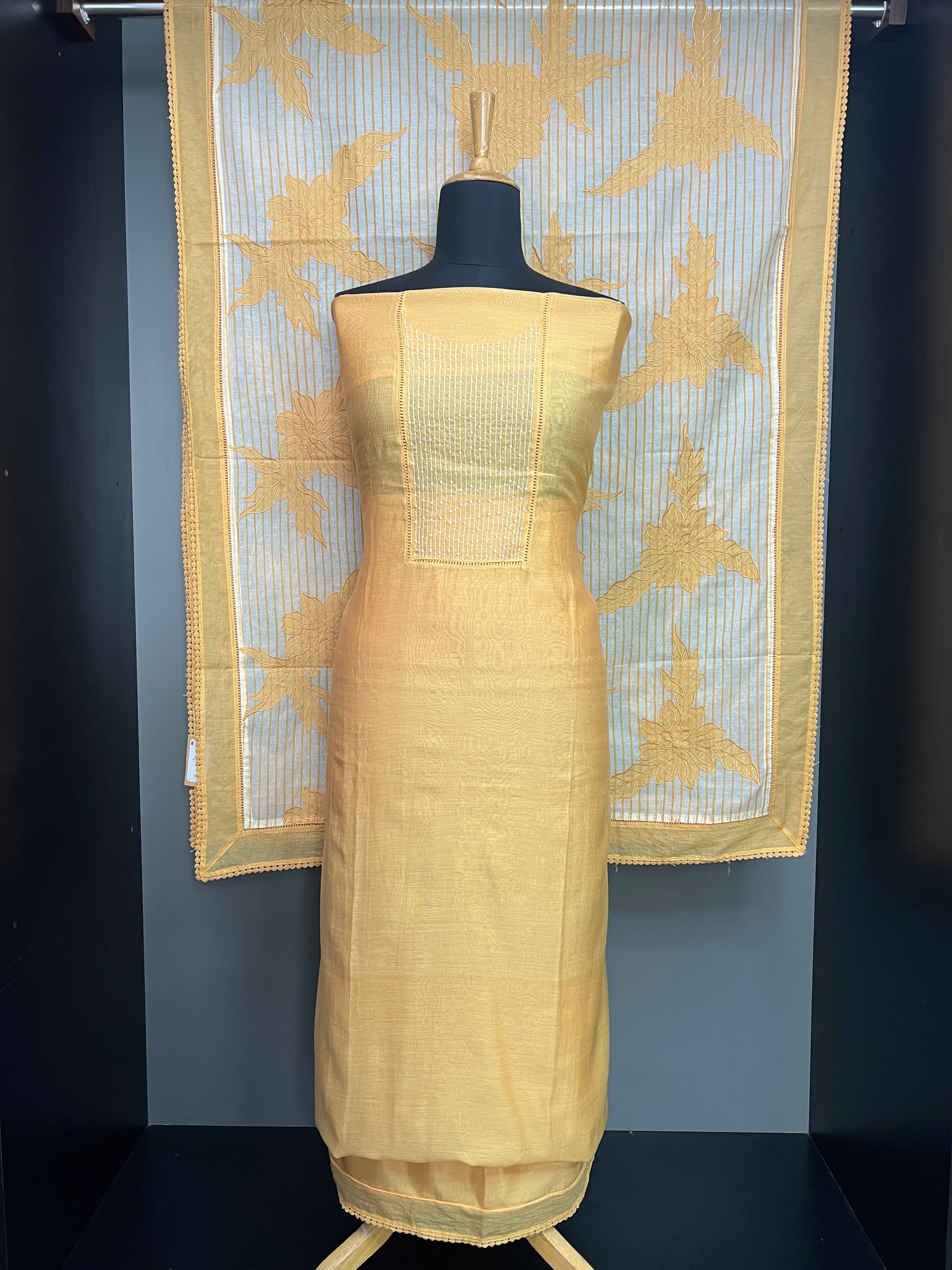 Machine Embroidery Detailed Pure Chanderi Salwar Set | SRF127