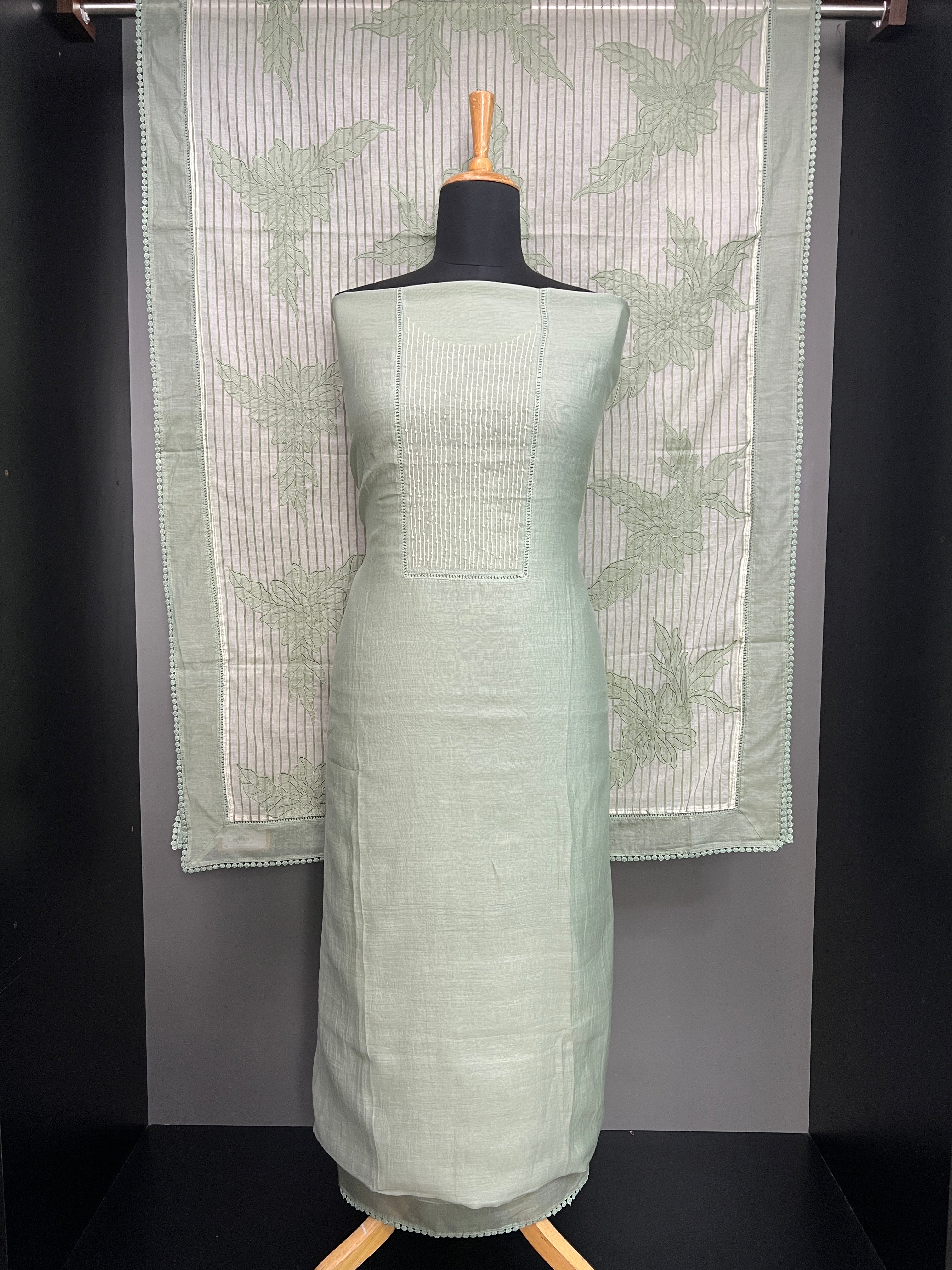 Machine Embroidery Detailed Pure Chanderi Salwar Set | SRF126