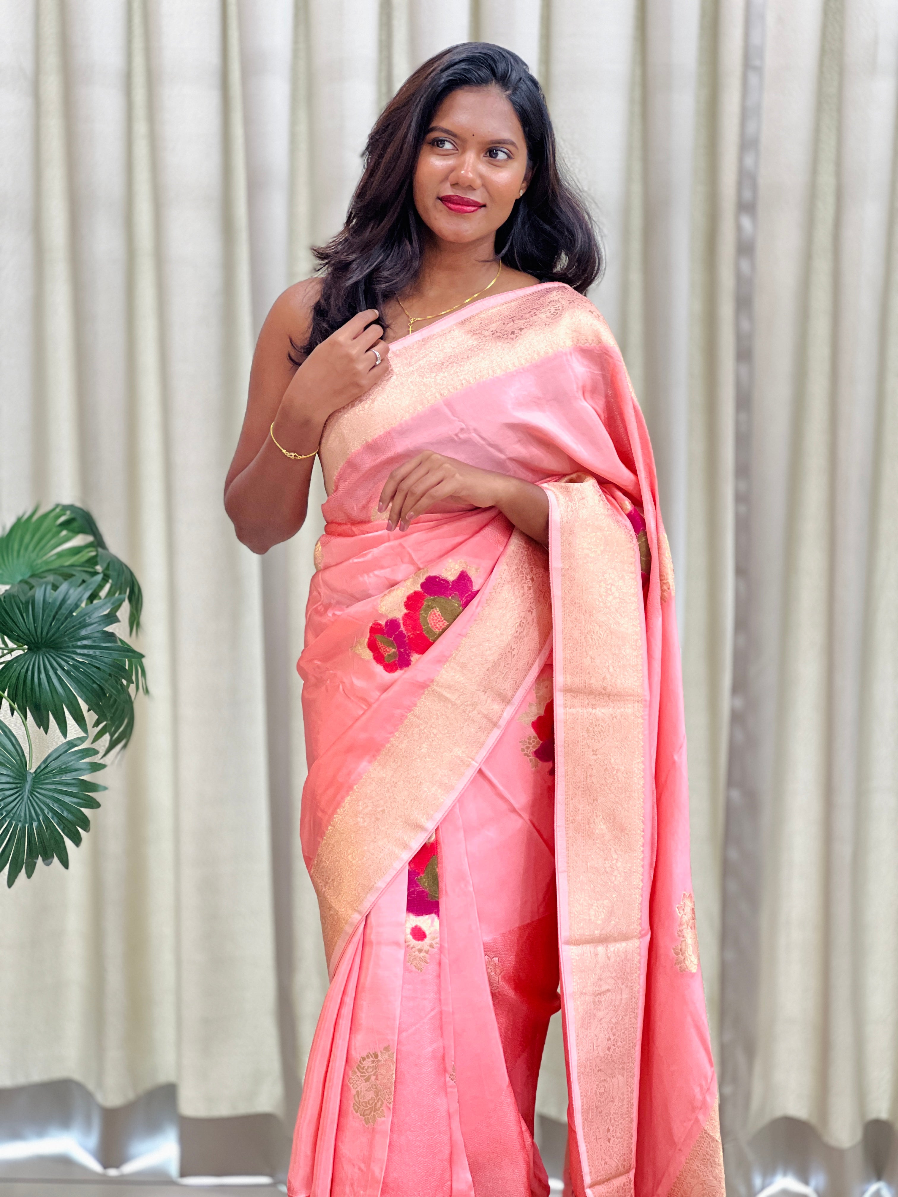 Meenakari Pattern Crepe Saree | RS128