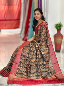 Print With Banarasi Border Detailed Chanderi Silk Saree | NLM212