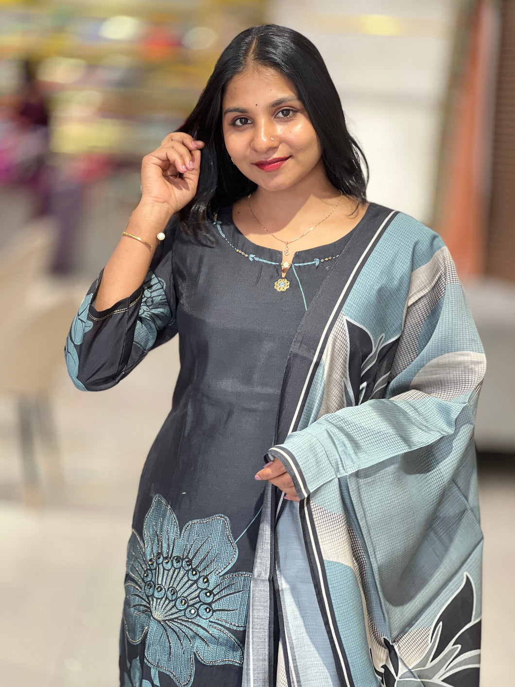 Floral Digital Printed Muslin Kurta Set | IB128