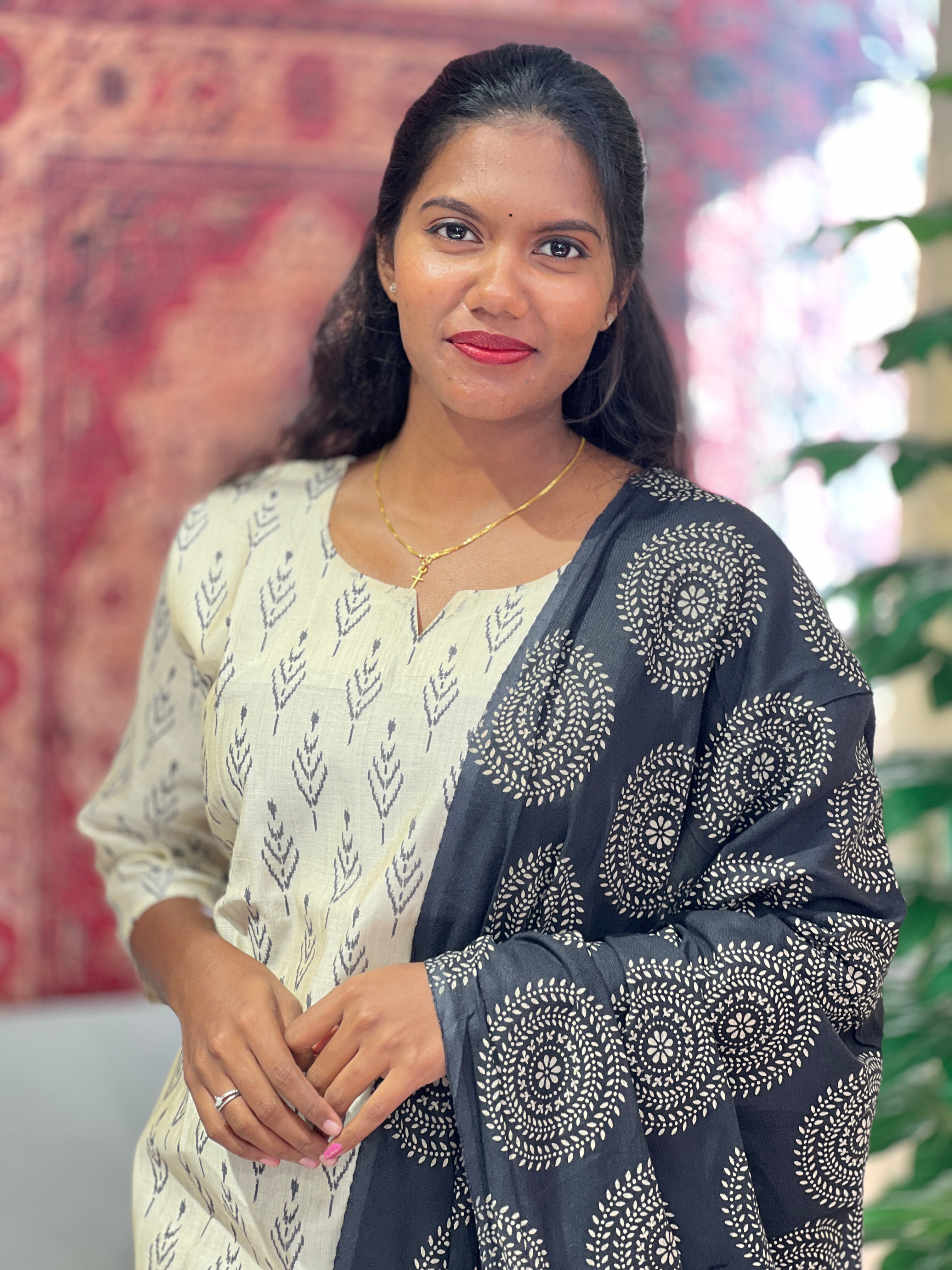Floral Printed Pattern Chanderi Kurta Set | RMLA354