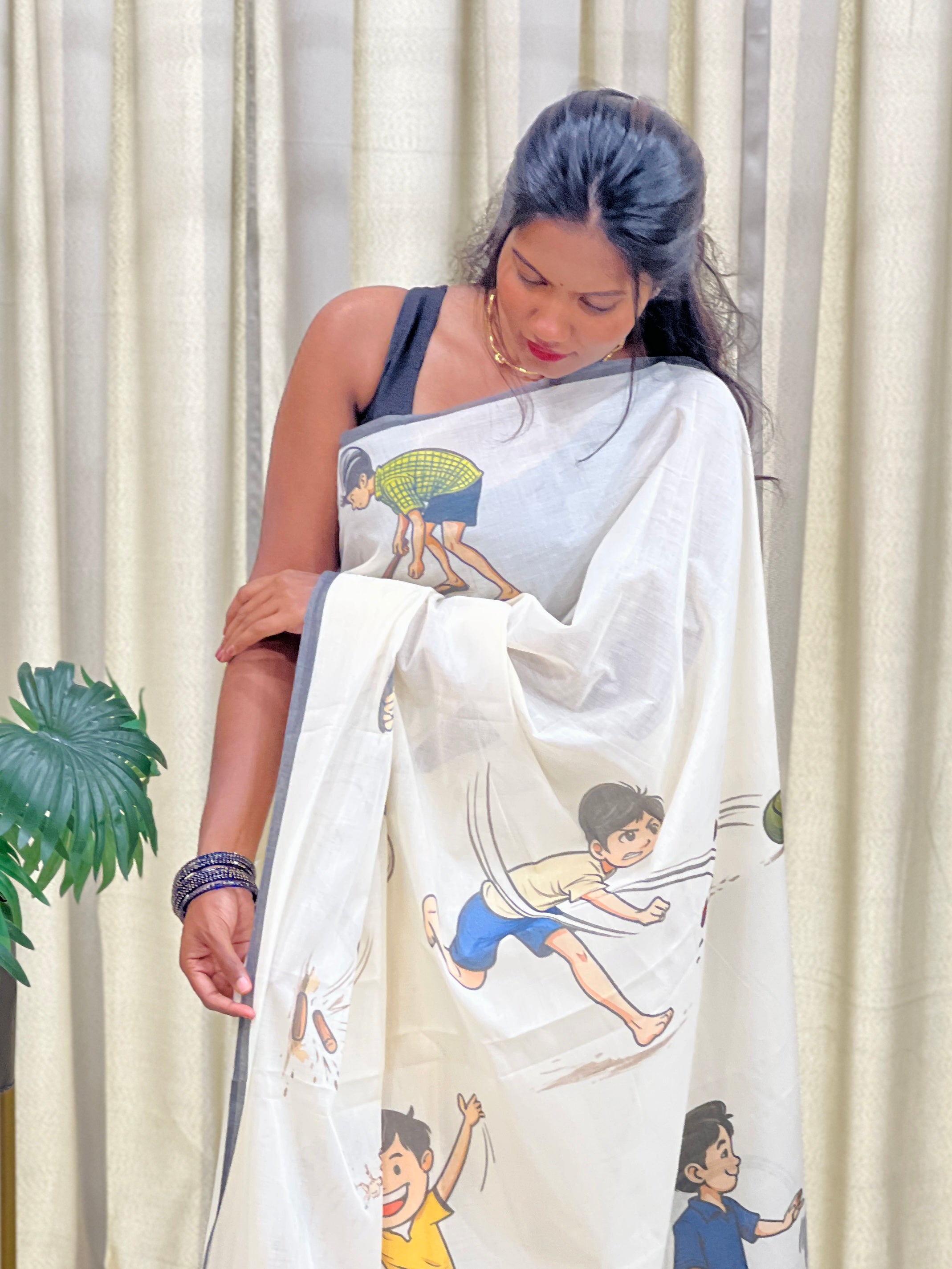 Printed Pattern Kerala Cotton Saree | GAT410