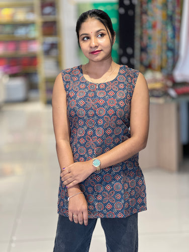 Ajrak Inspired Print Detailed Cotton Kurta | DNT491