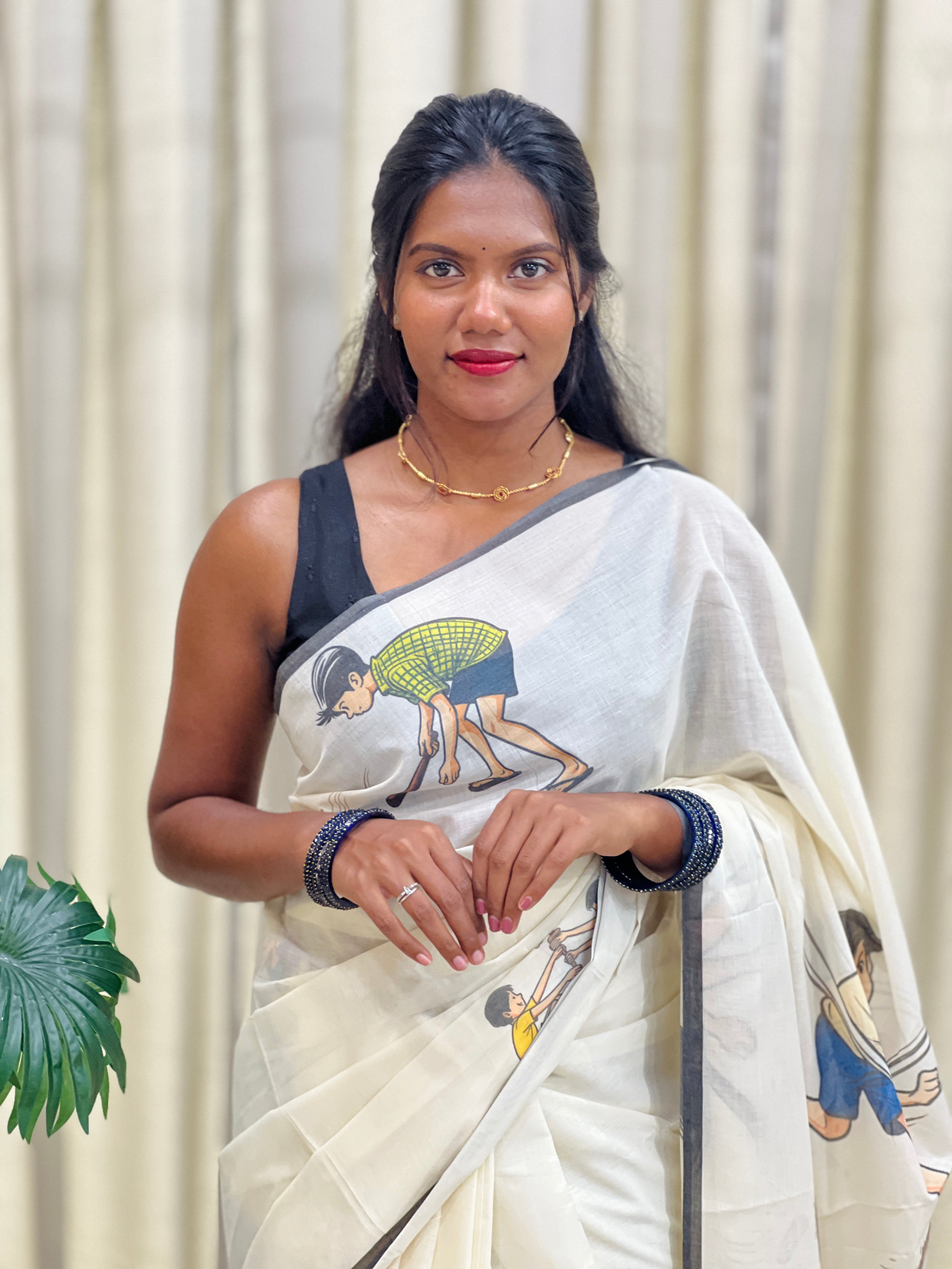 Printed Pattern Kerala Cotton Saree | GAT410