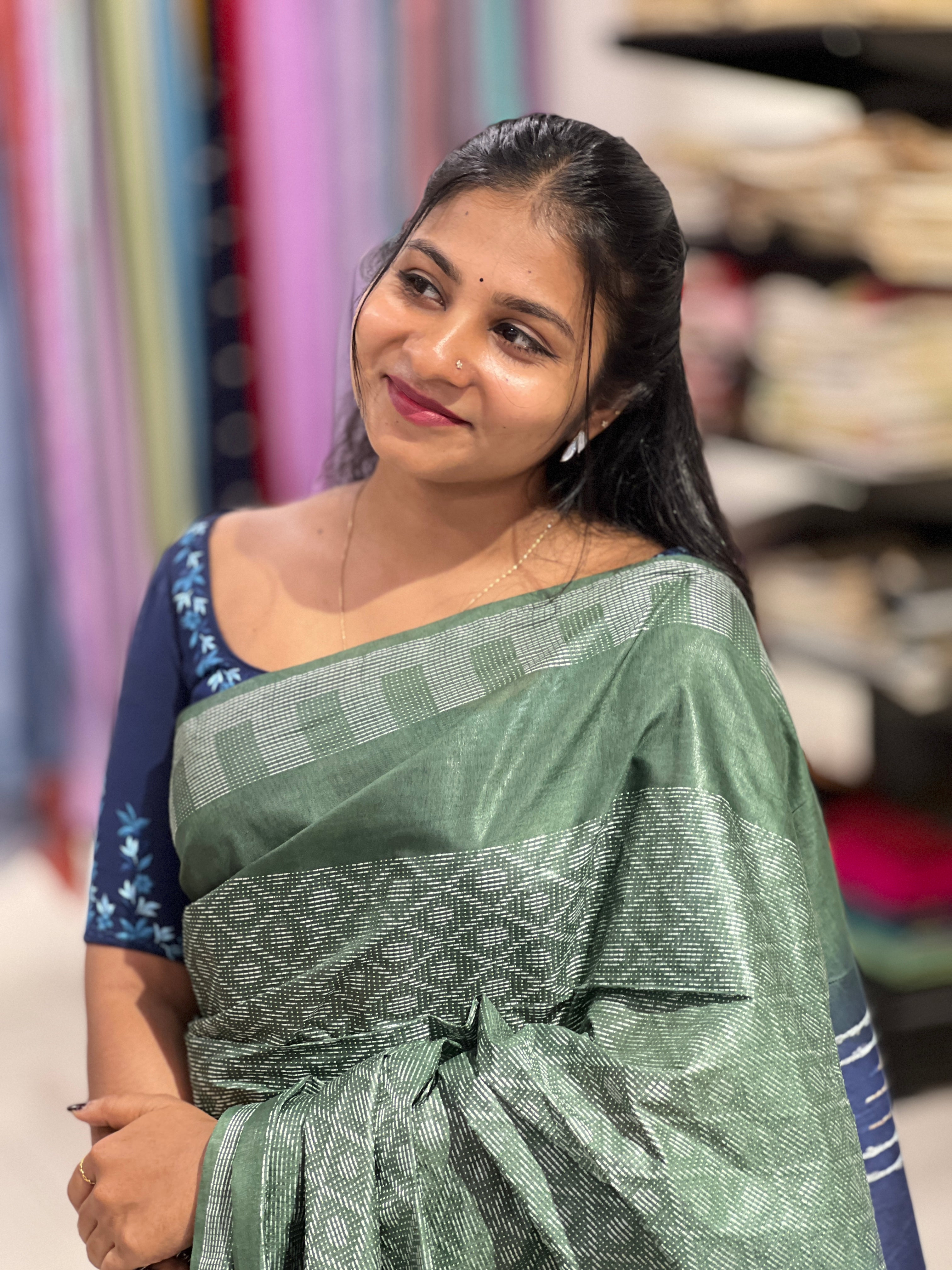 Kantha Weaved Bhagalpuri Linen Saree | DLS261