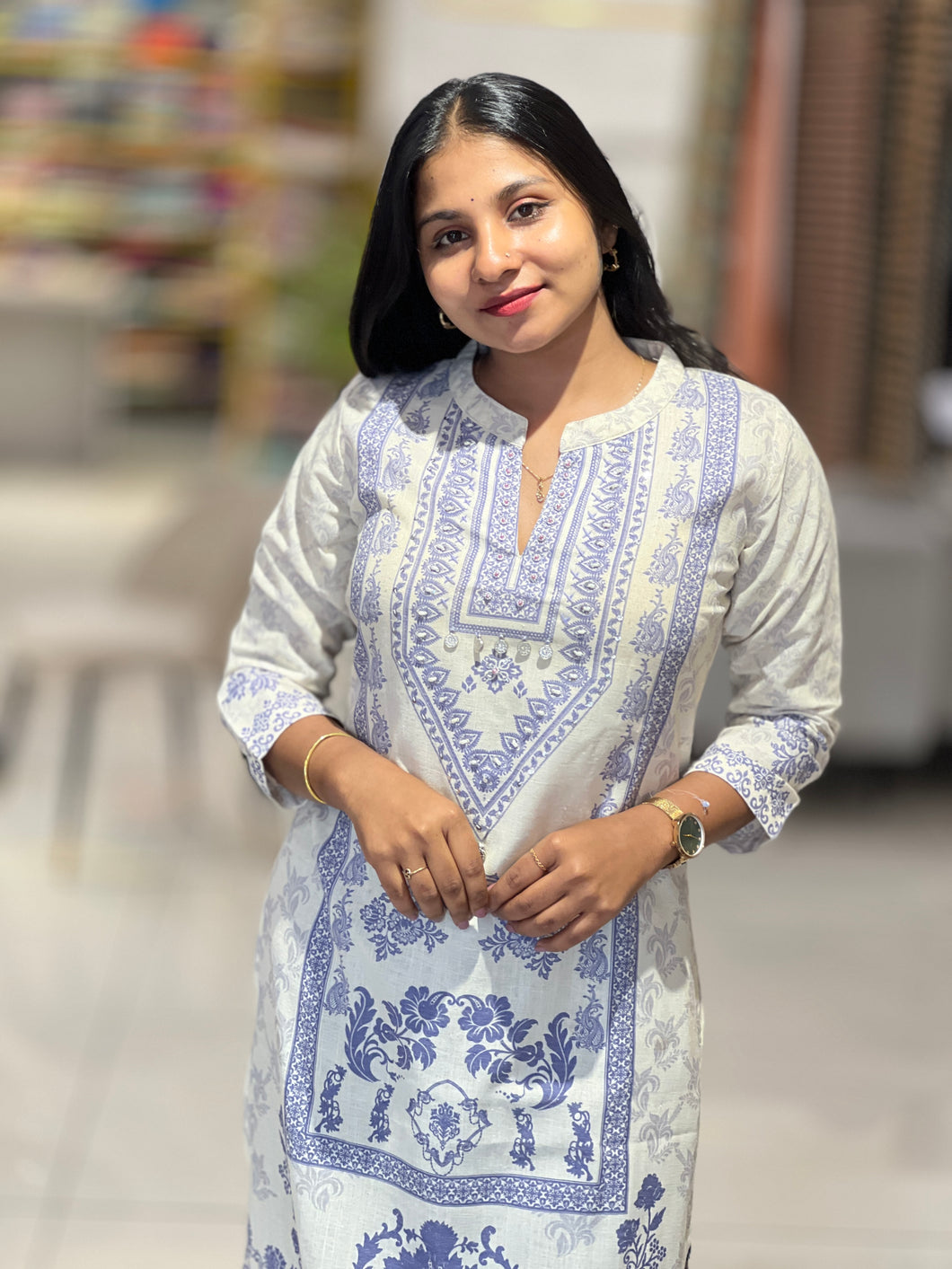 Digital Printed Cotton Kurta | PGI146