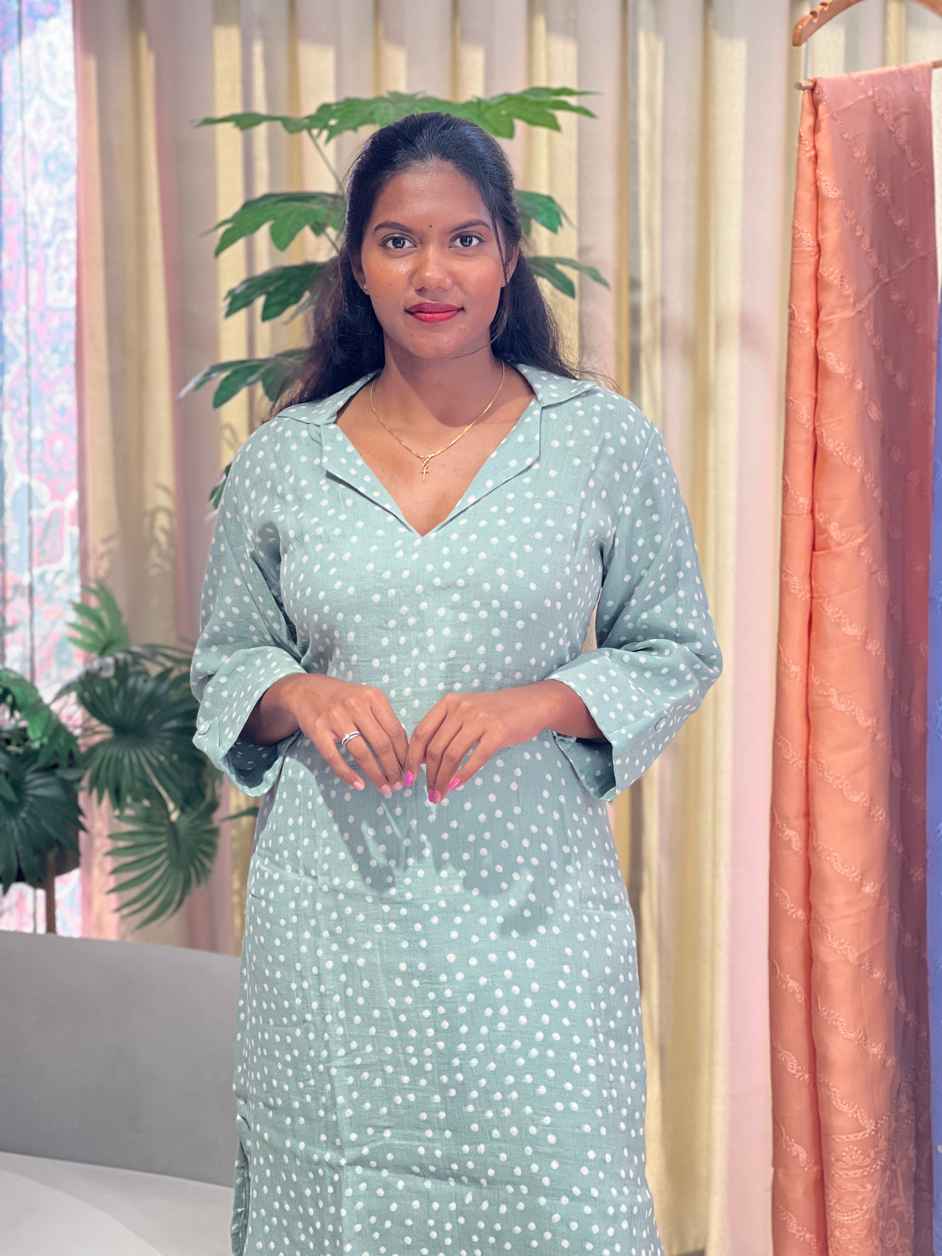 Polka Dot Printed Pattern Kurta Set |  DNT1201