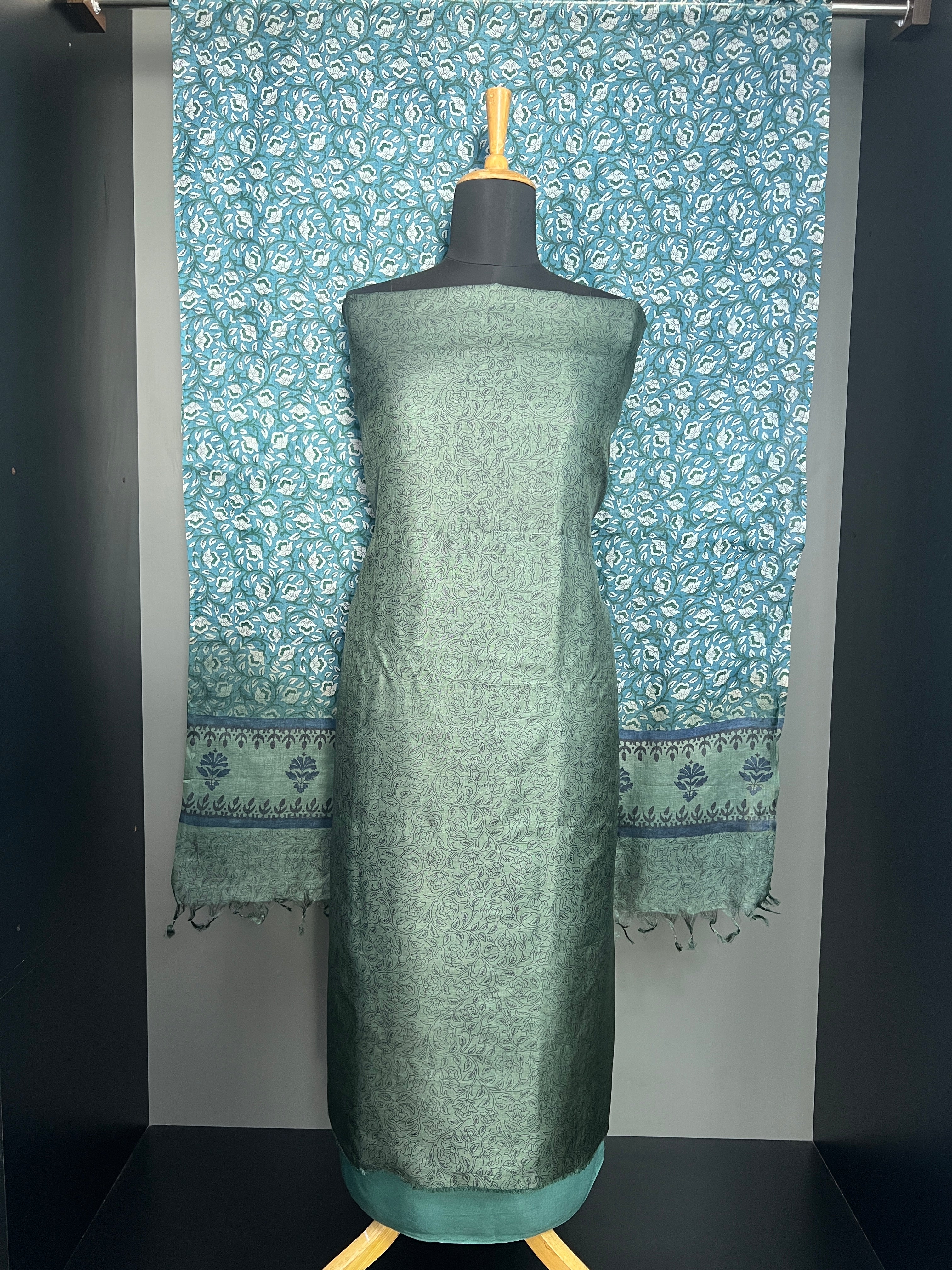 Print Detailed Tussar Salwar Set | MNH518