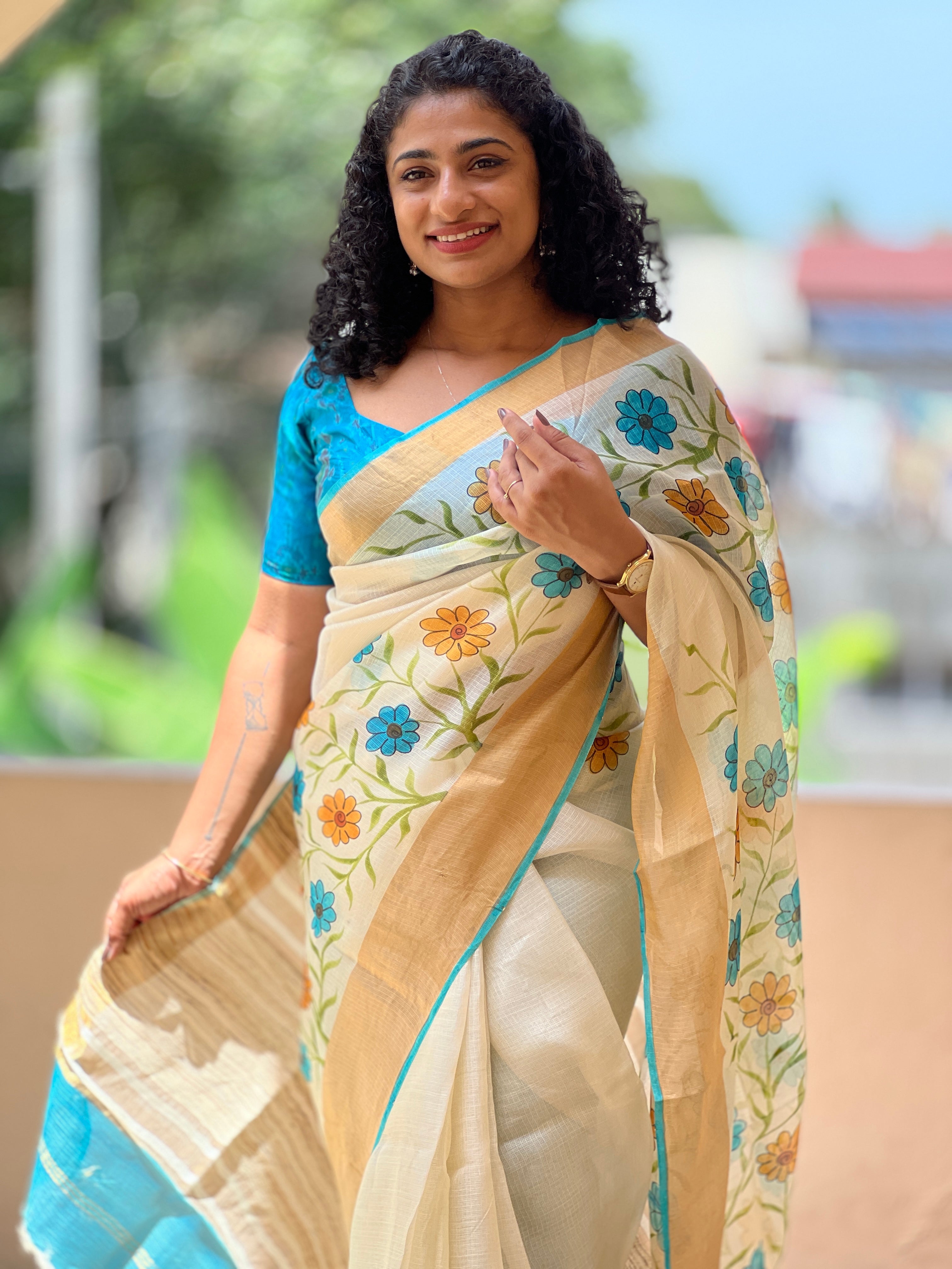 Hand Painted Tussar Kota Saree | SBS904