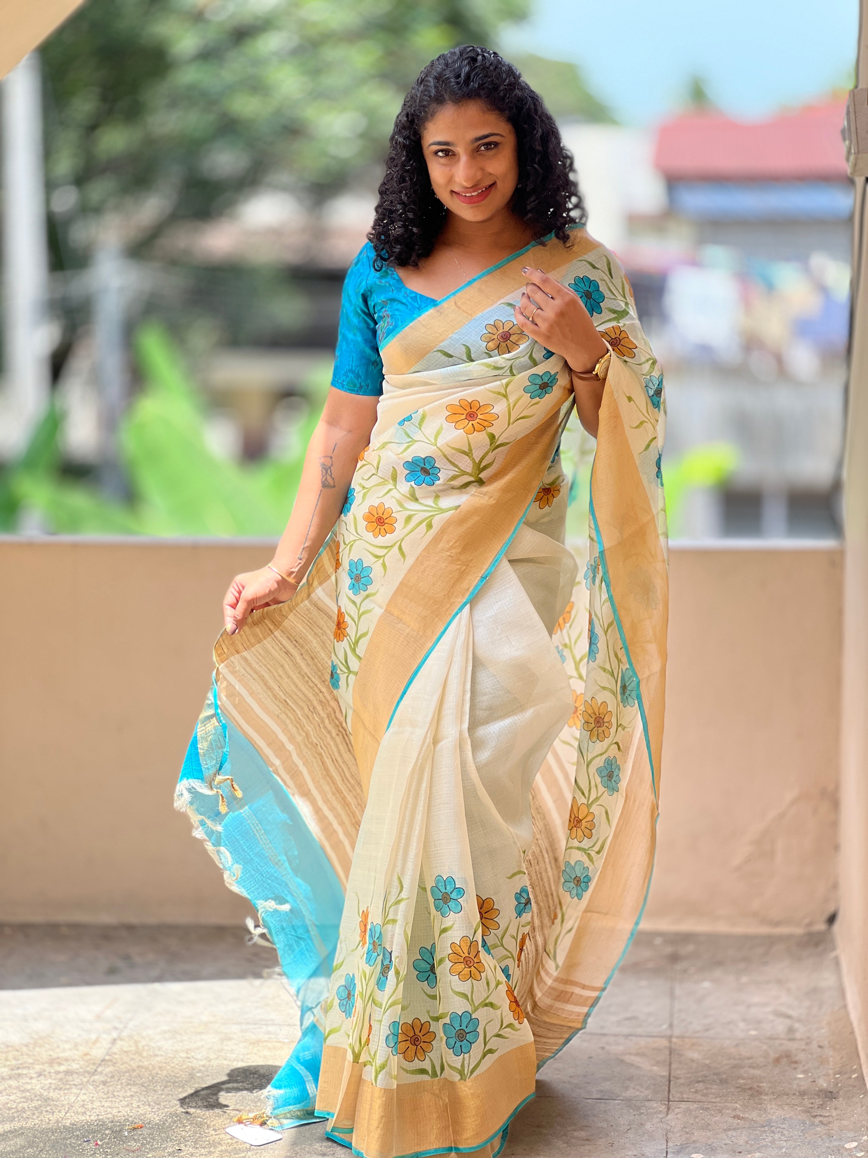 Hand Painted Tussar Kota Saree | SBS904