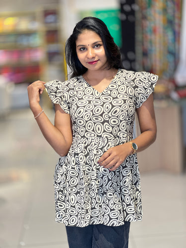 Print Detailed Cotton Short Kurta | DNT478