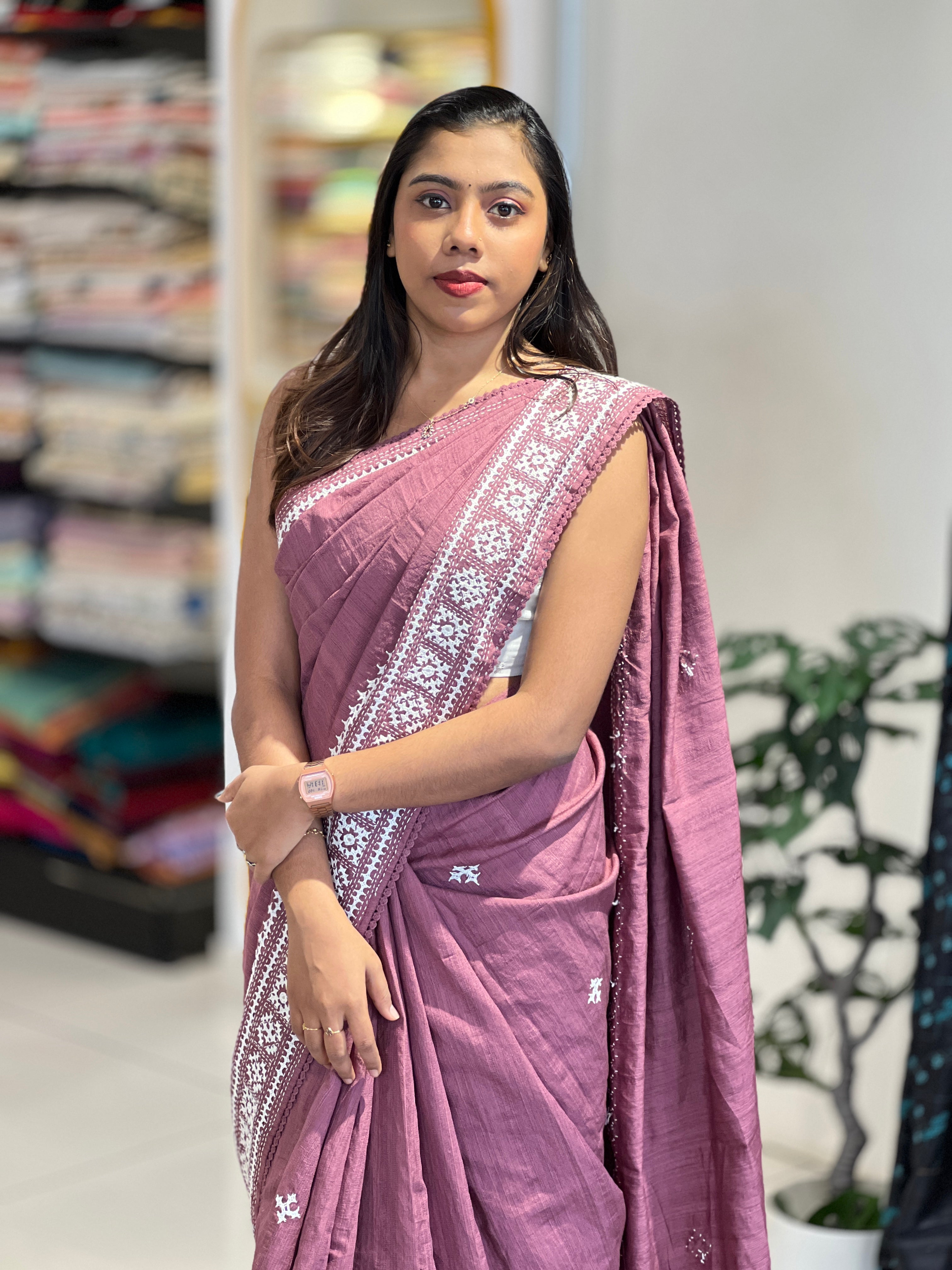Kutch Work Detailed Semi Tussar Saree | BLD2115