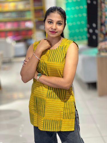 Stripes printed Cotton Short Kurta | DNT480