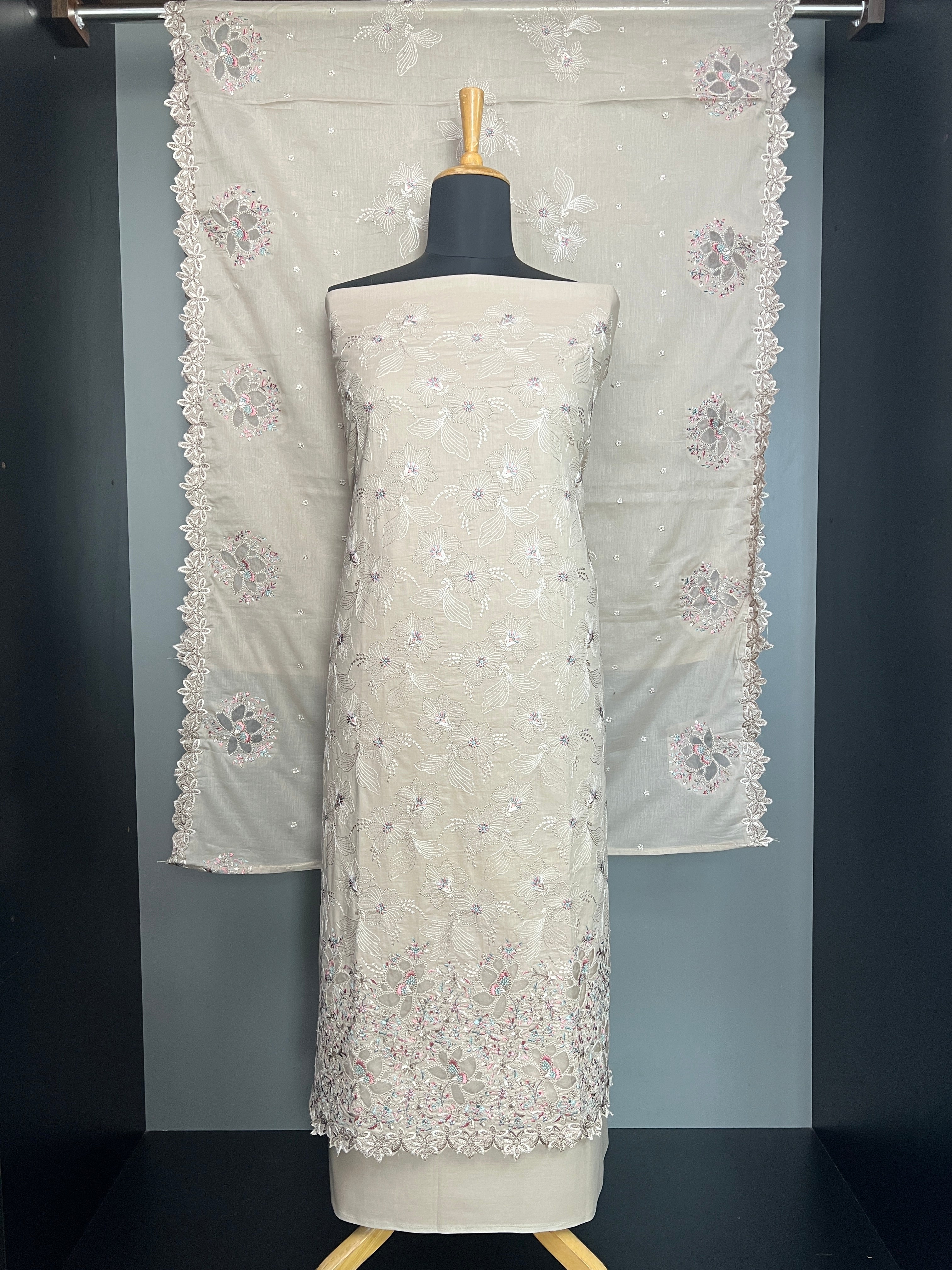 Machine Embroidery Detailed Cambric Cotton Salwar Set | GE128