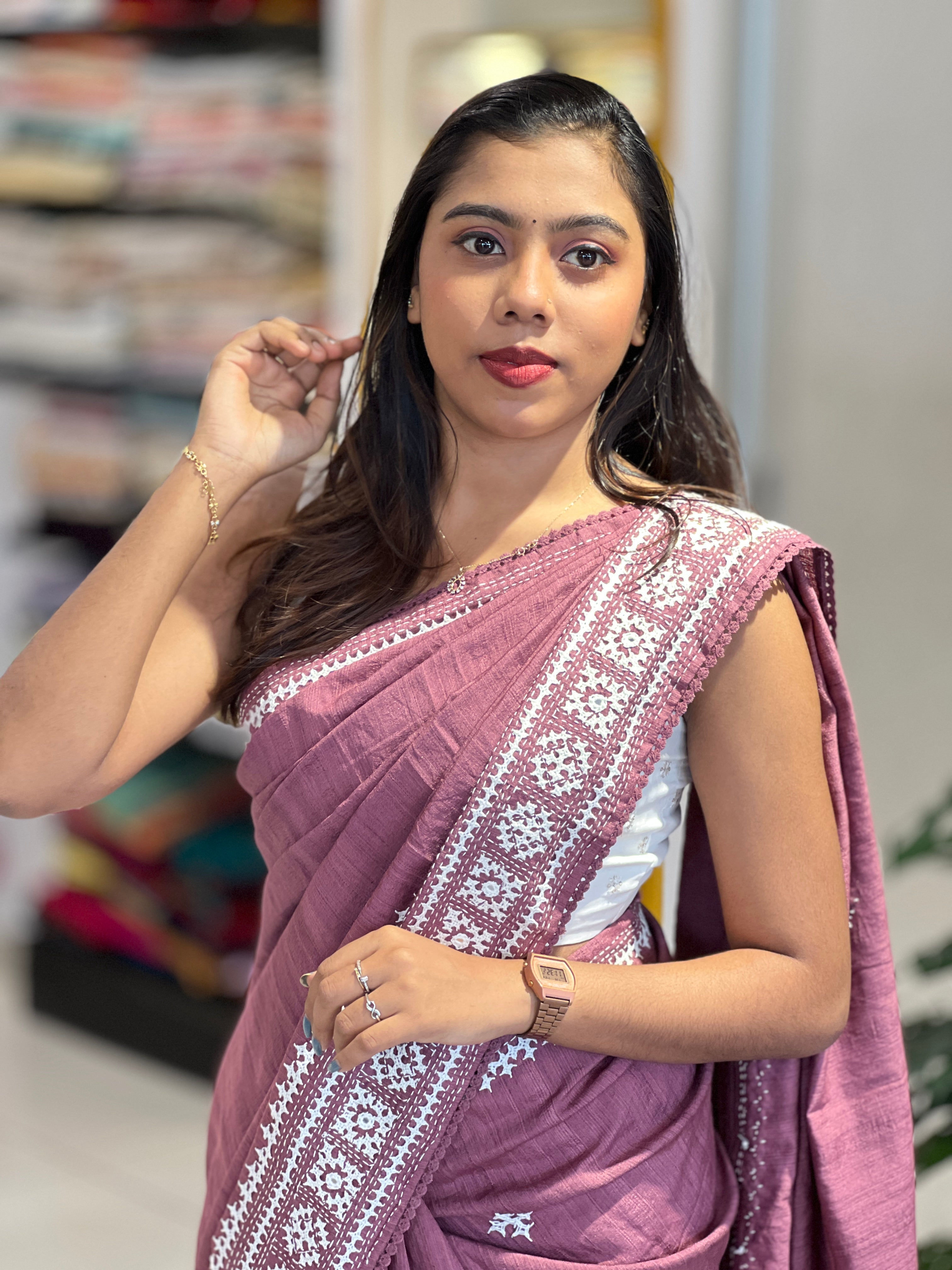 Kutch Work Detailed Semi Tussar Saree | BLD2115