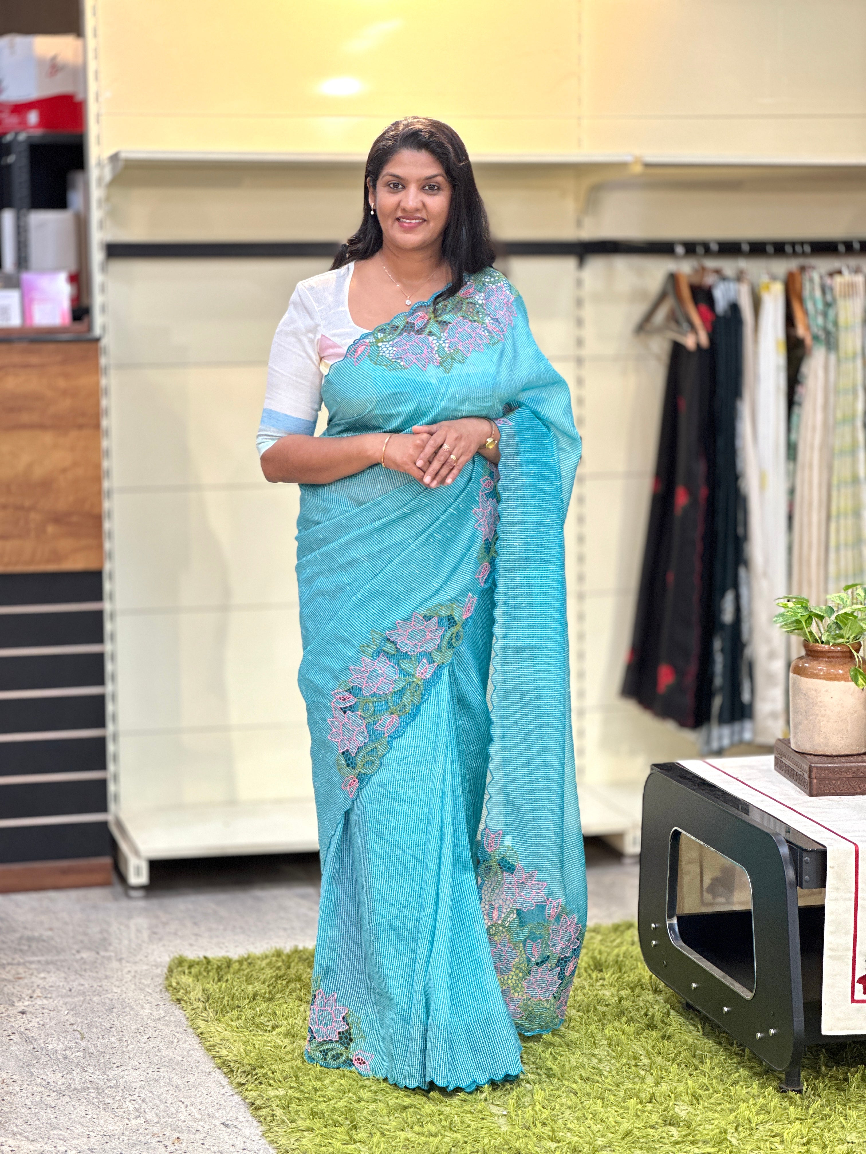 Twine Cutwork Placement Detailed Kota Saree | TC475