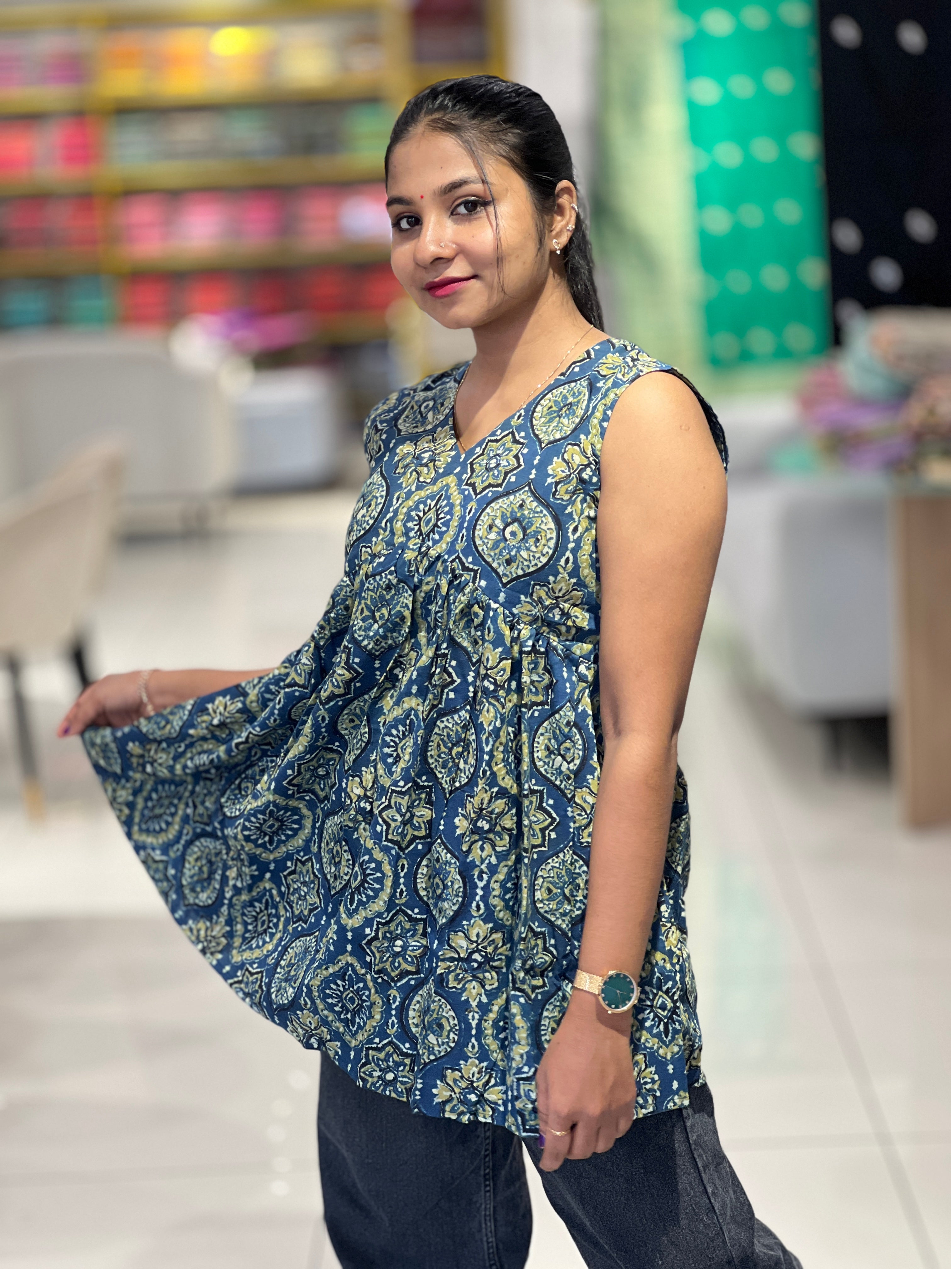 Printed Cotton Short Kurta | DNT481