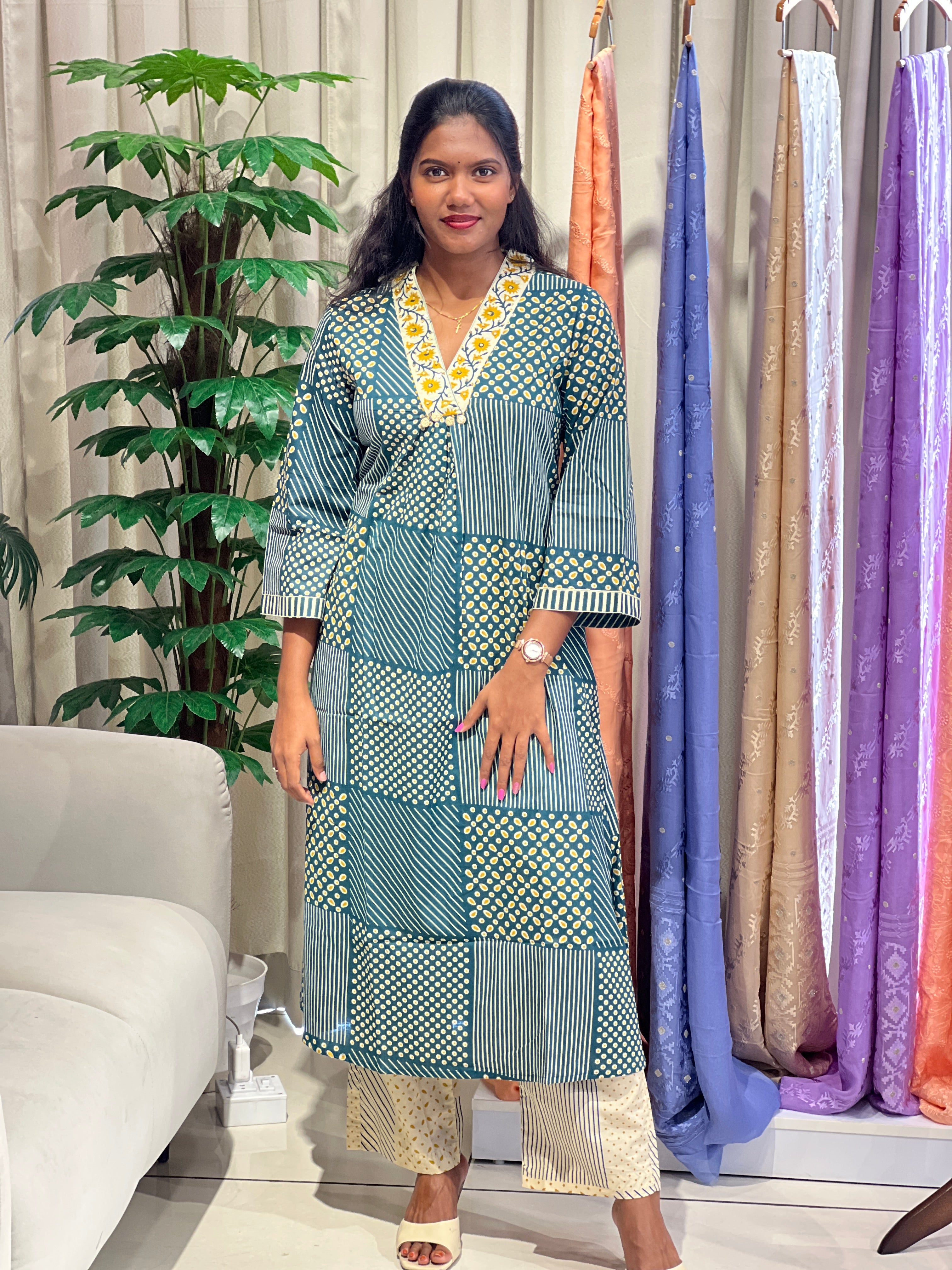 Digital Printed Cotton Kurta Set | OMF190