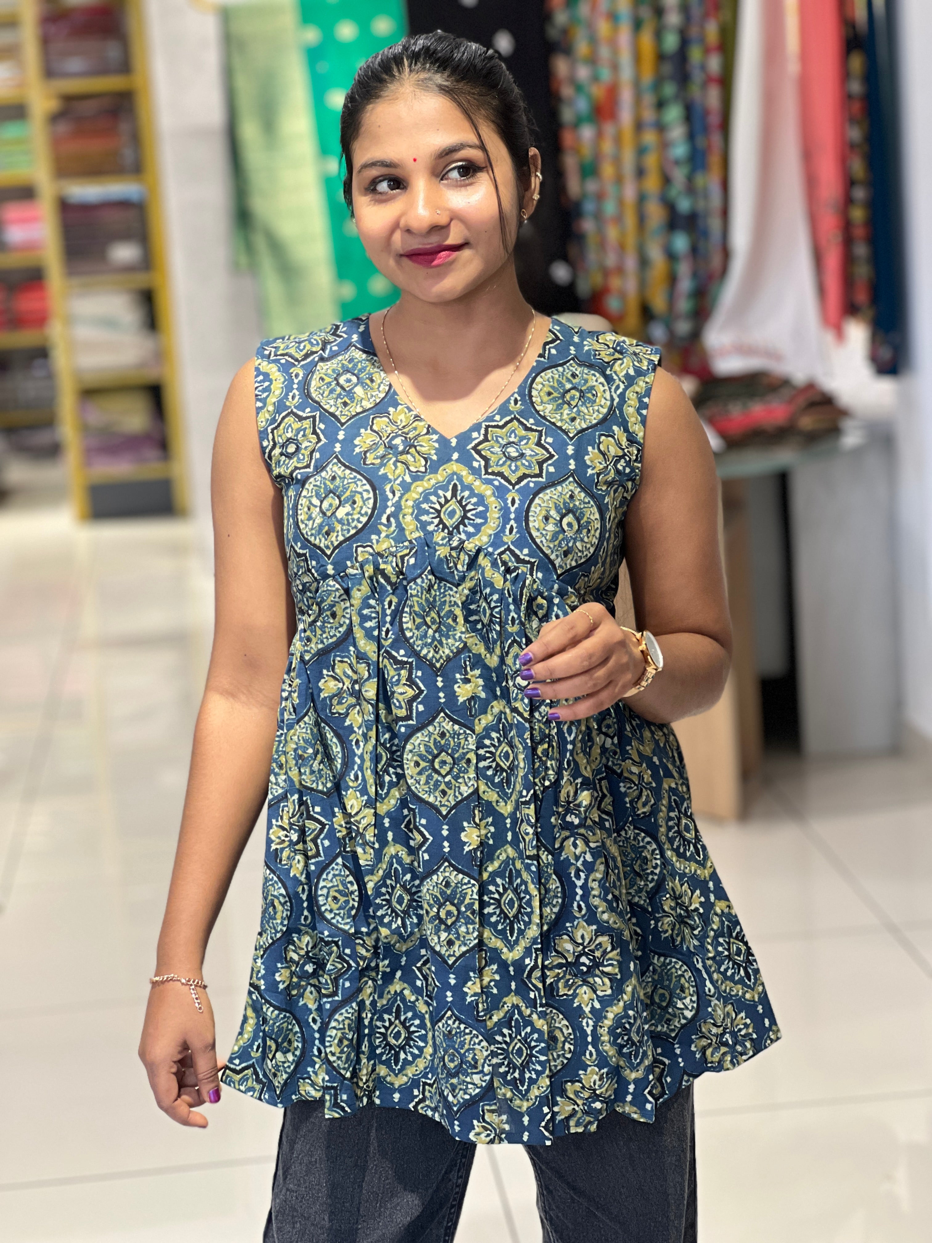 Printed Cotton Short Kurta | DNT481
