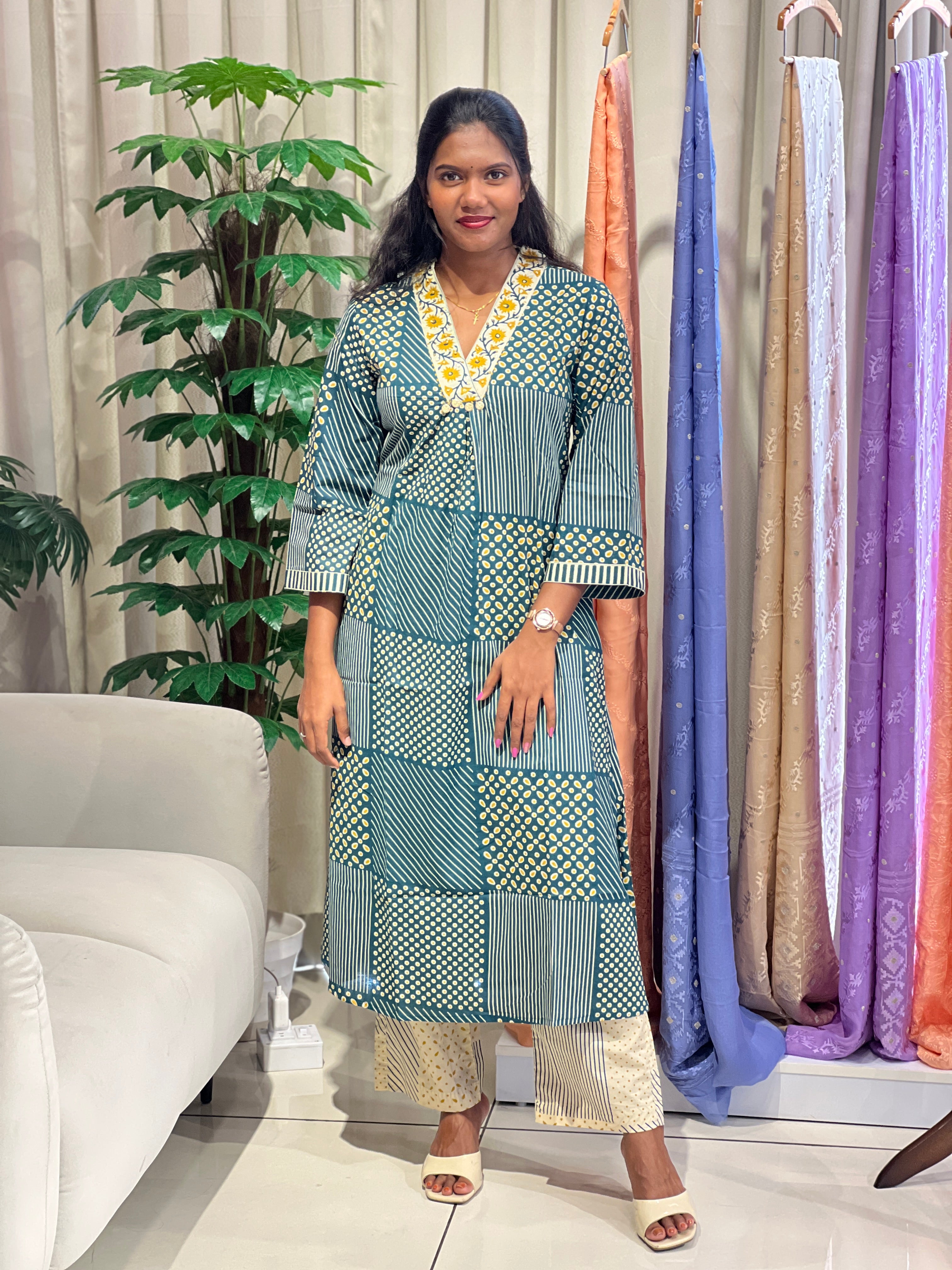 Digital Printed Cotton Kurta Set | OMF190