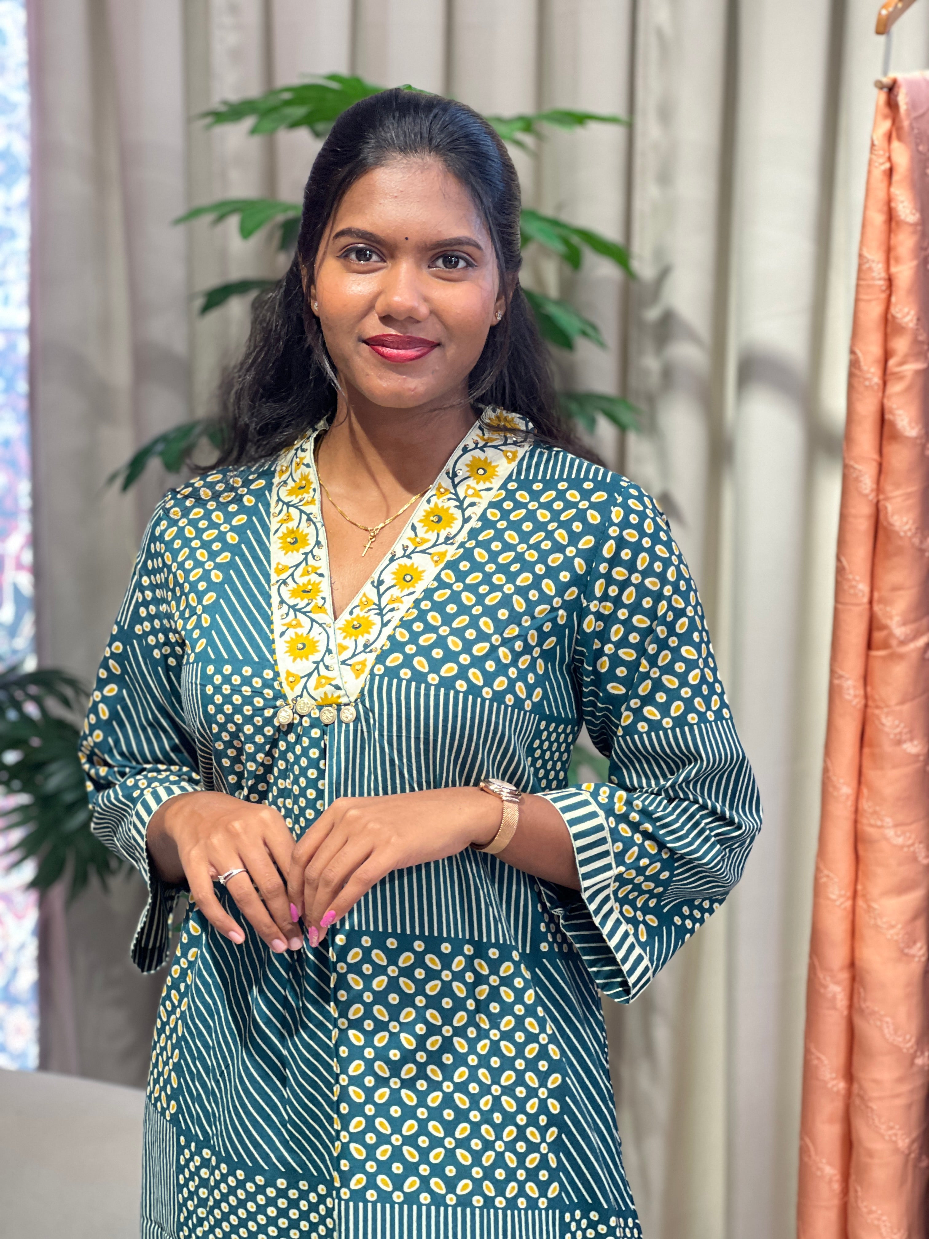 Digital Printed Cotton Kurta Set | OMF190