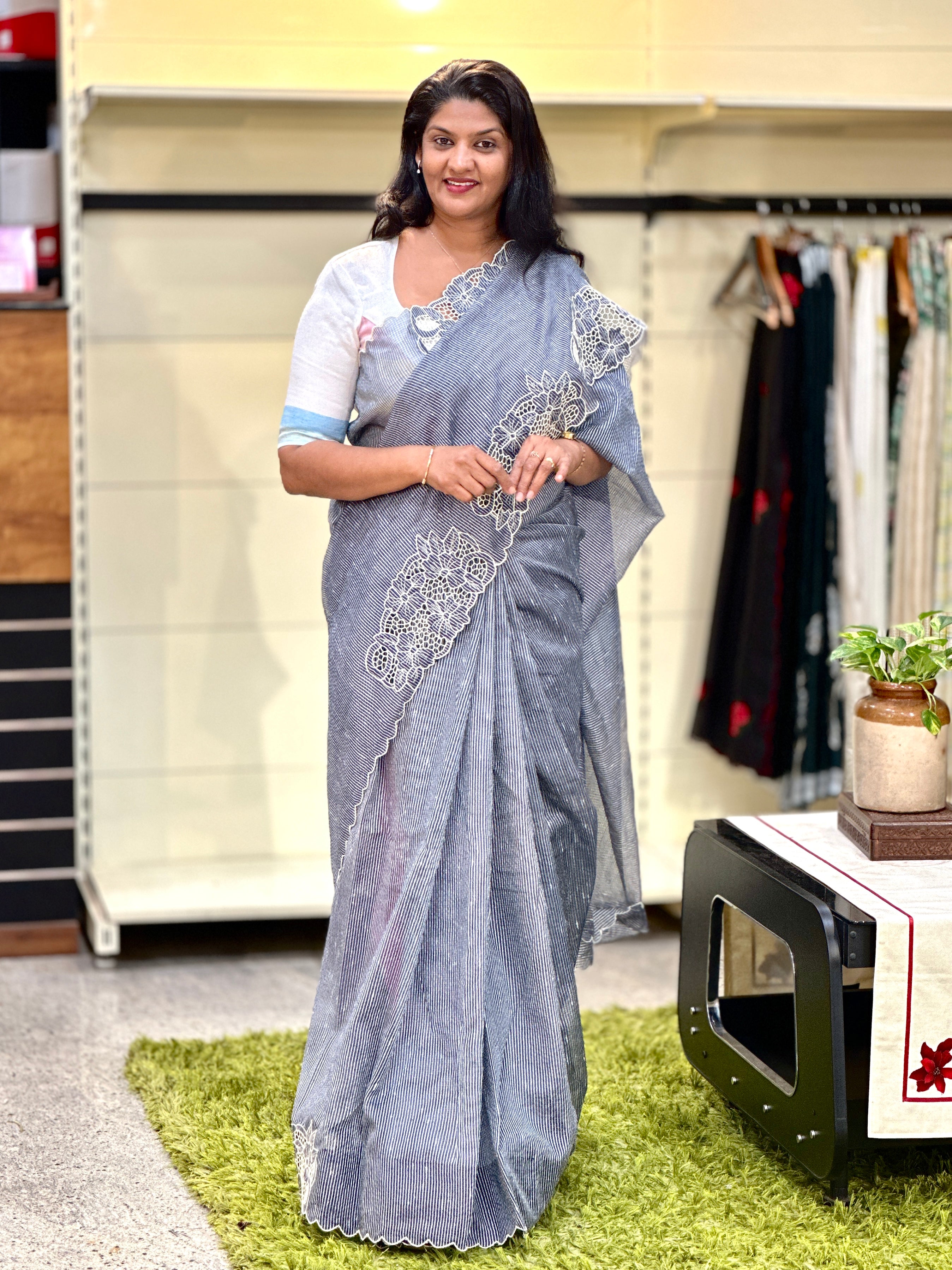 Twine Cut Work Placement Detailed Kota Saree | TC476