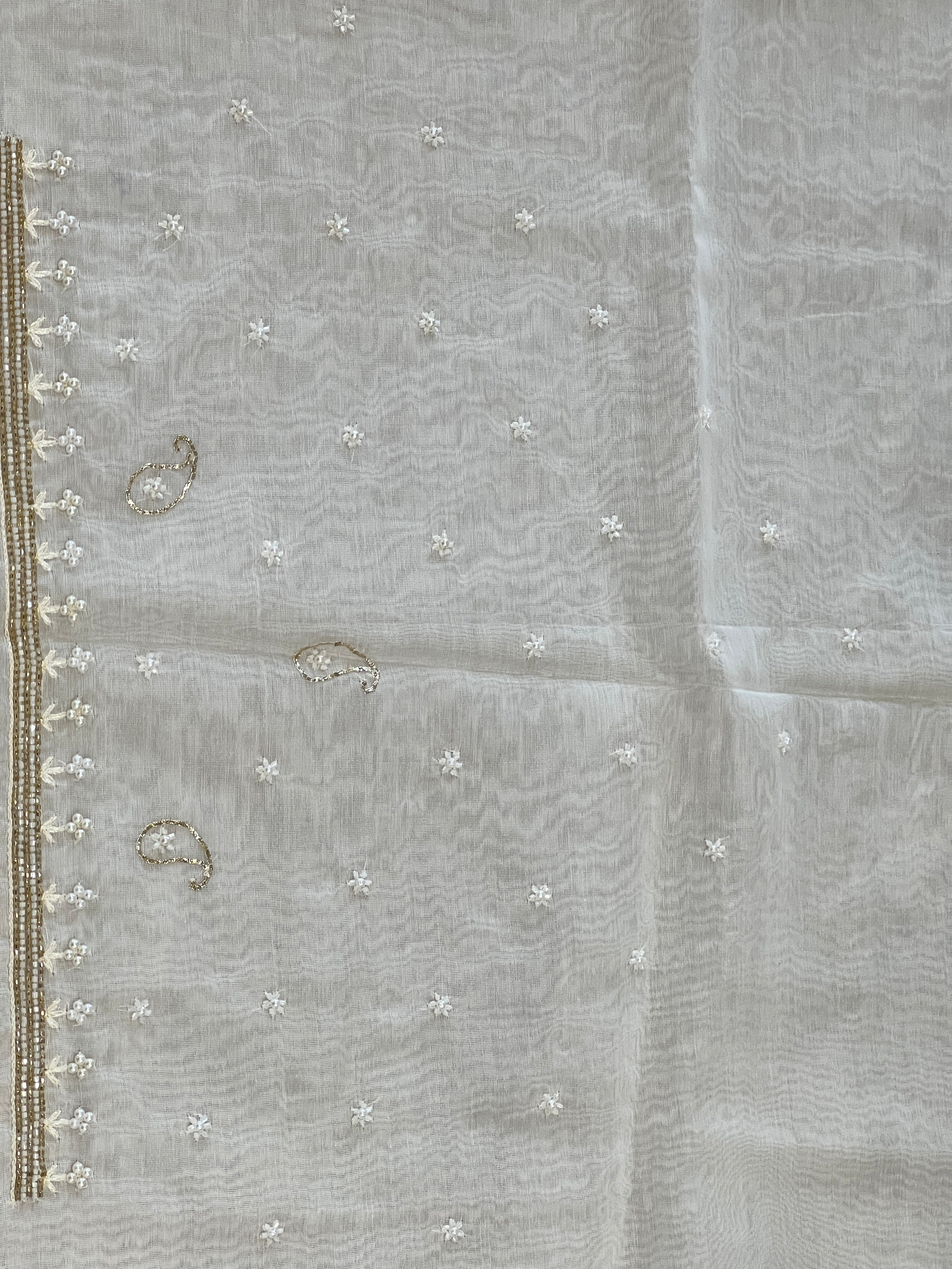 Hand Embroidery Detailed Pure Chanderi Saree | AHD1914