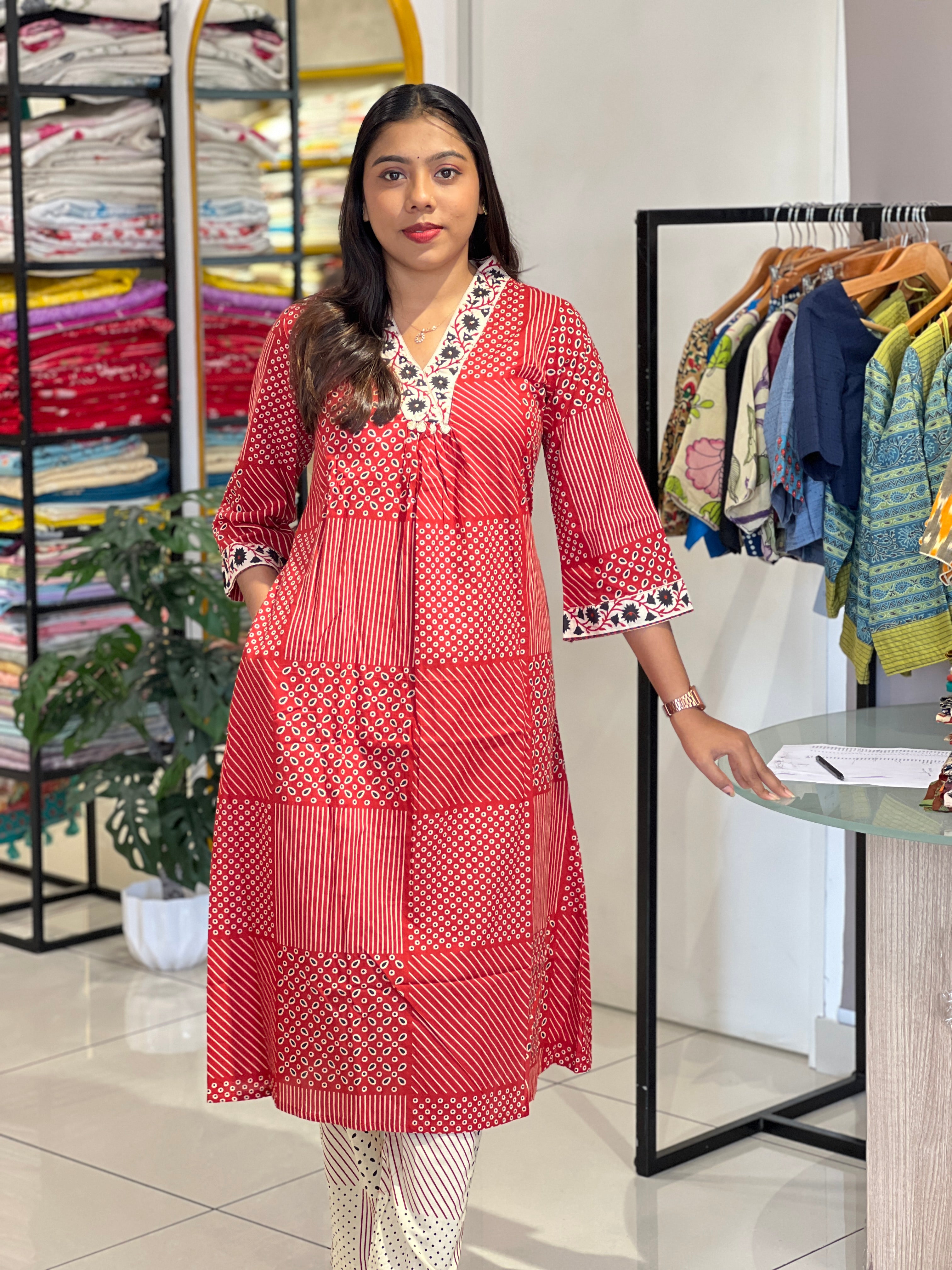 Digital Printed Cotton Kurta Set | OMF191