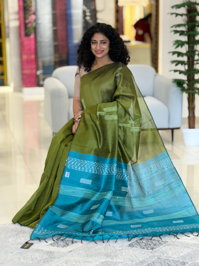 Kesiya Weaved Pattern Semi Tussar Saree | PD347