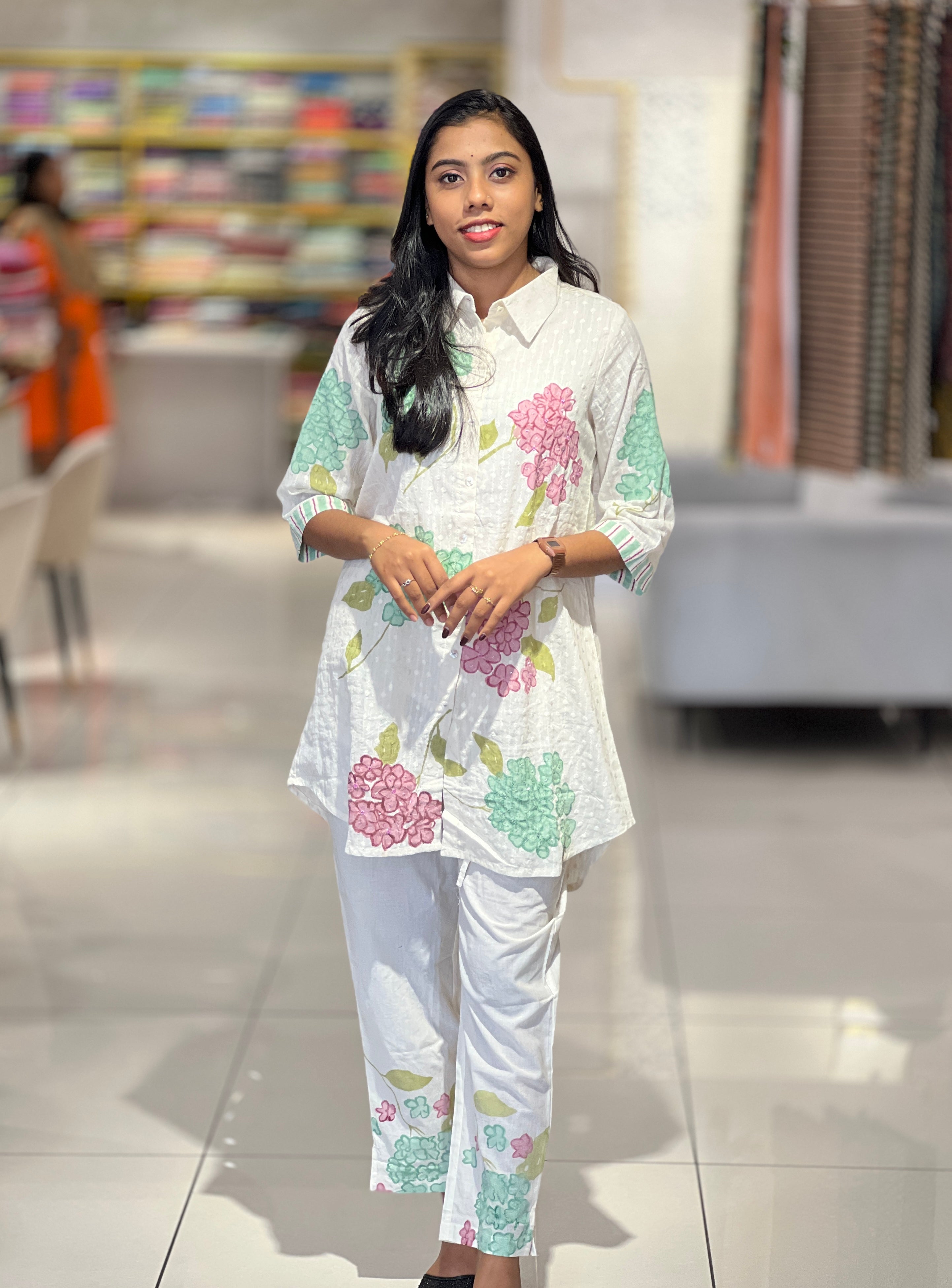 Floral Printed Cotton Kurta | PGI174