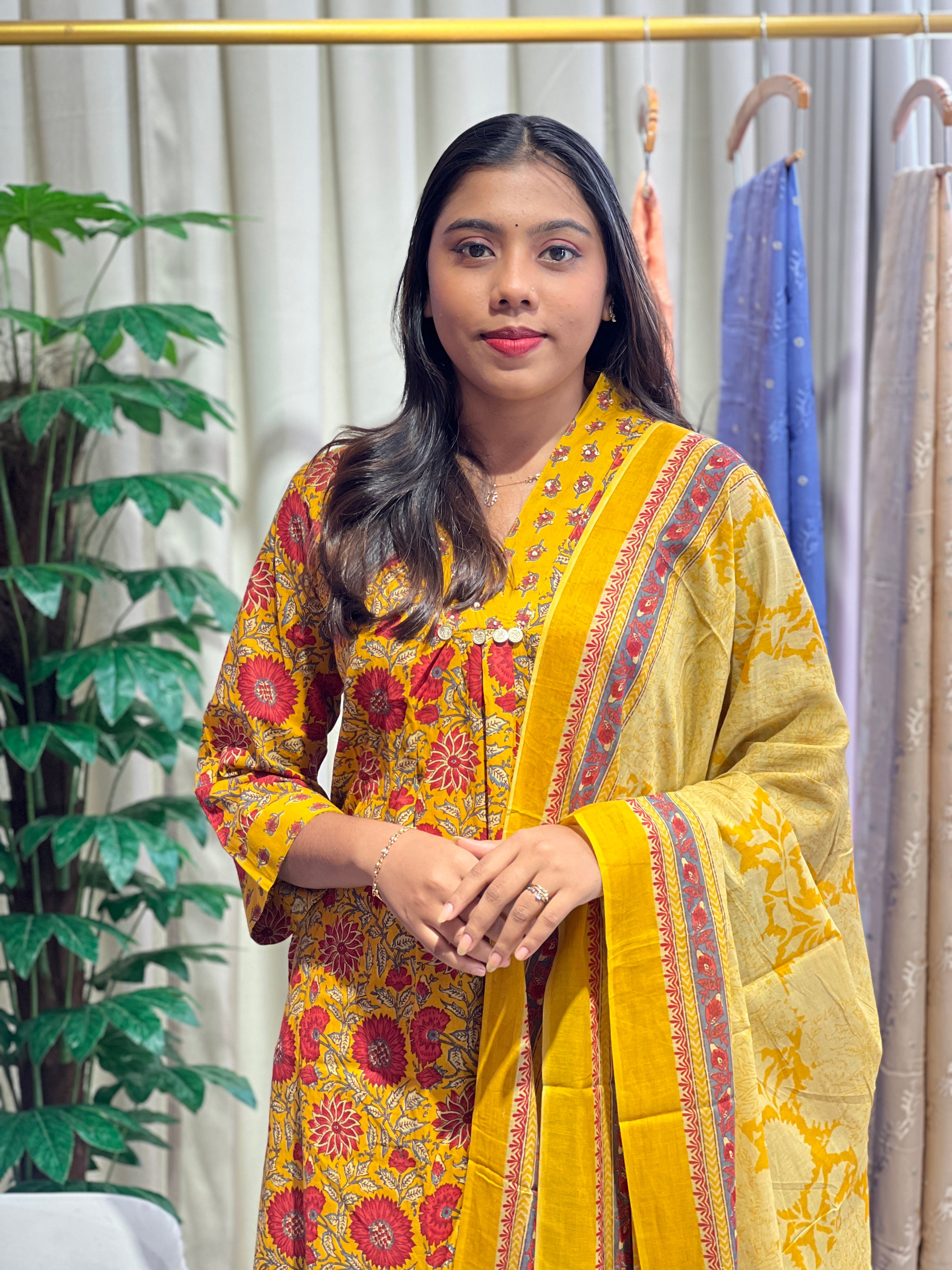 Floral Printed Cotton Kurta Set | OMF187