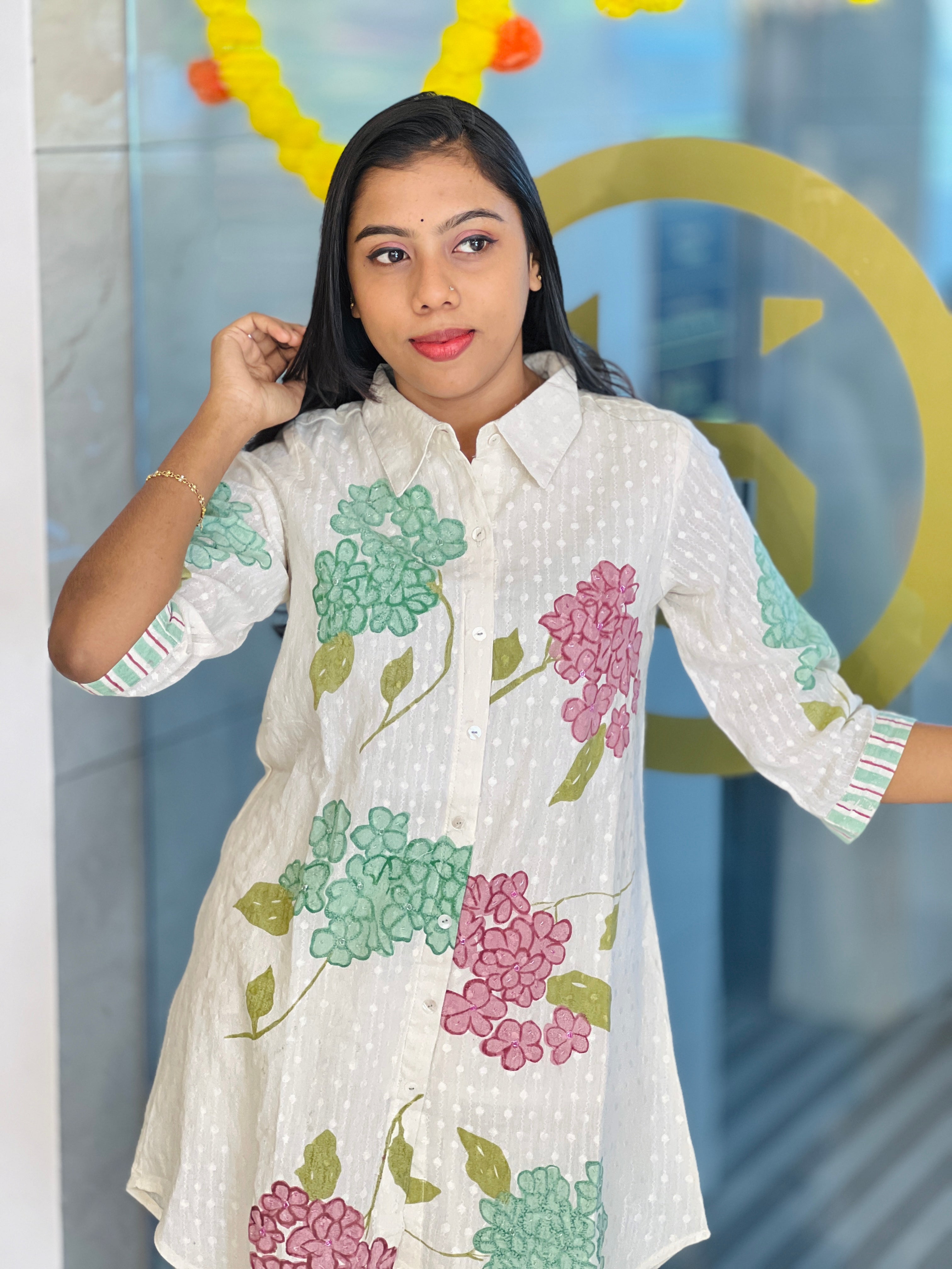 Floral Printed Cotton Kurta | PGI174