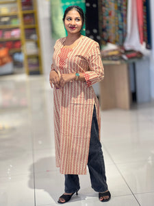 Stripe Printed Cotton Kurta | DNT493