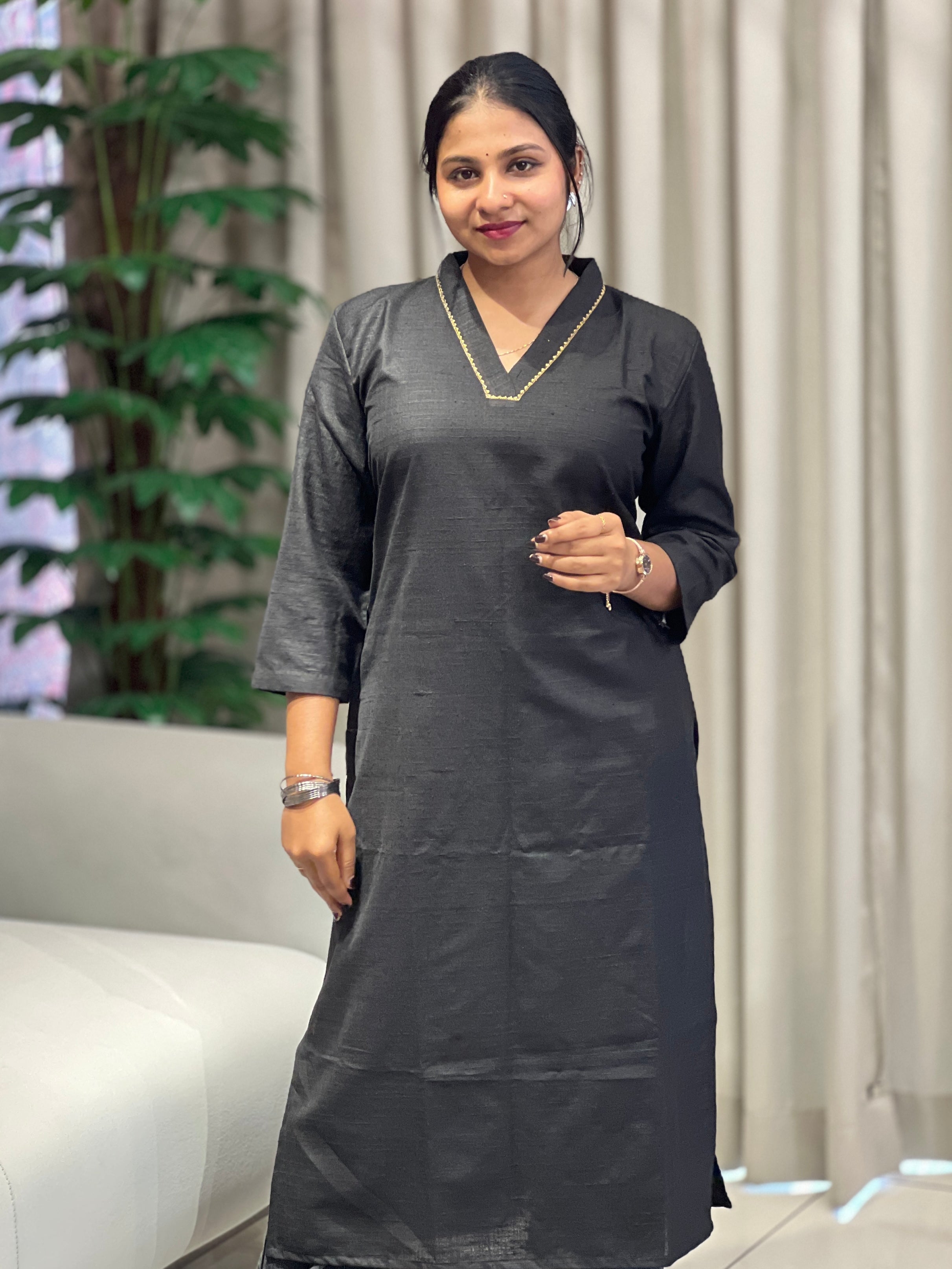 Zari Woven Cotton Kurta | DNT982