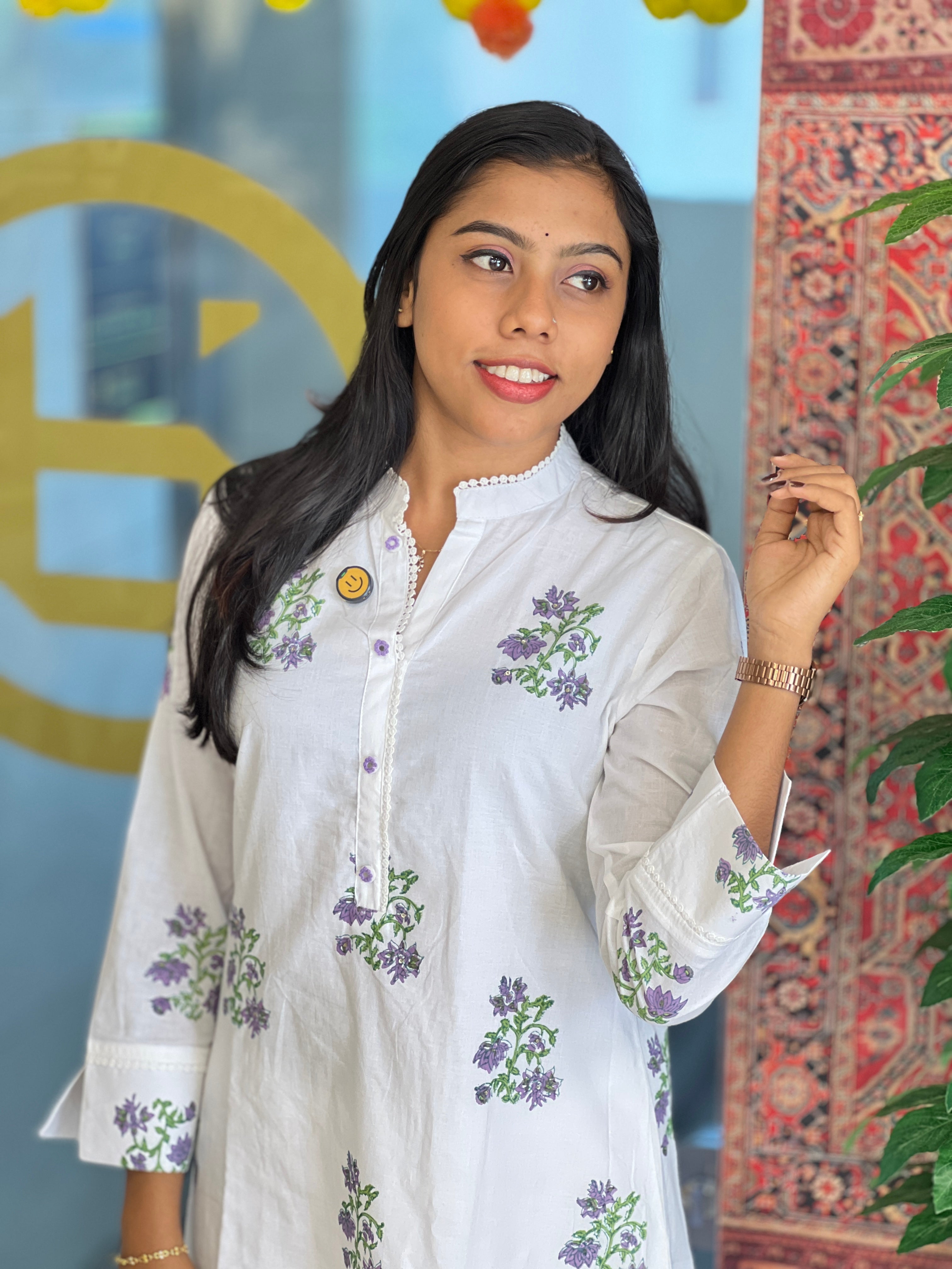 Floral Printed Cotton Kurta | PGI204