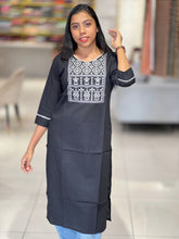 Machine Embroidery Detailed Cotton Kurta | PGI229