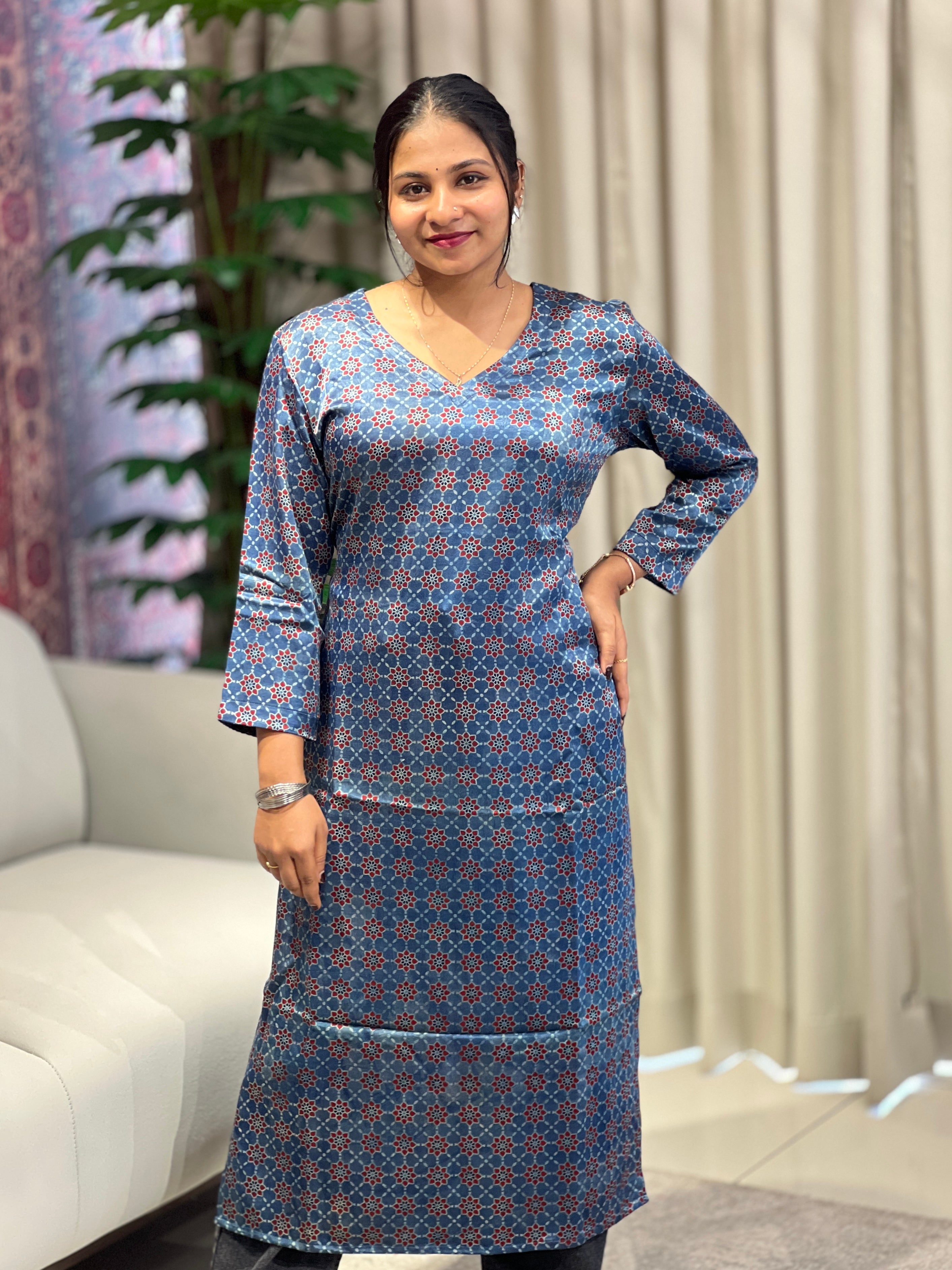 Floral Printed Semi Modal Kurta | DNT987