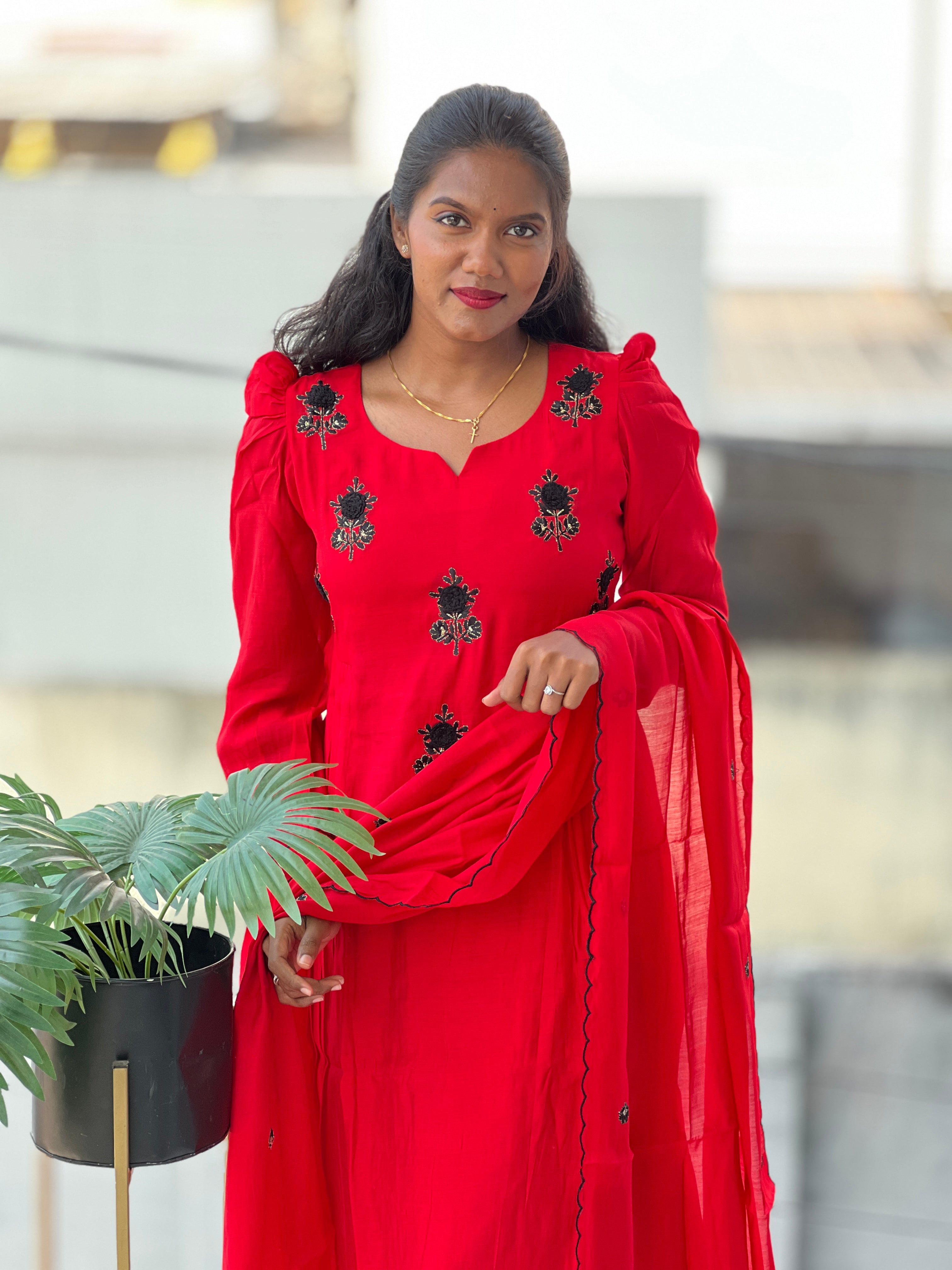 Machine Embroidery Detailed Muslin Finish Kurta Set | NAI159