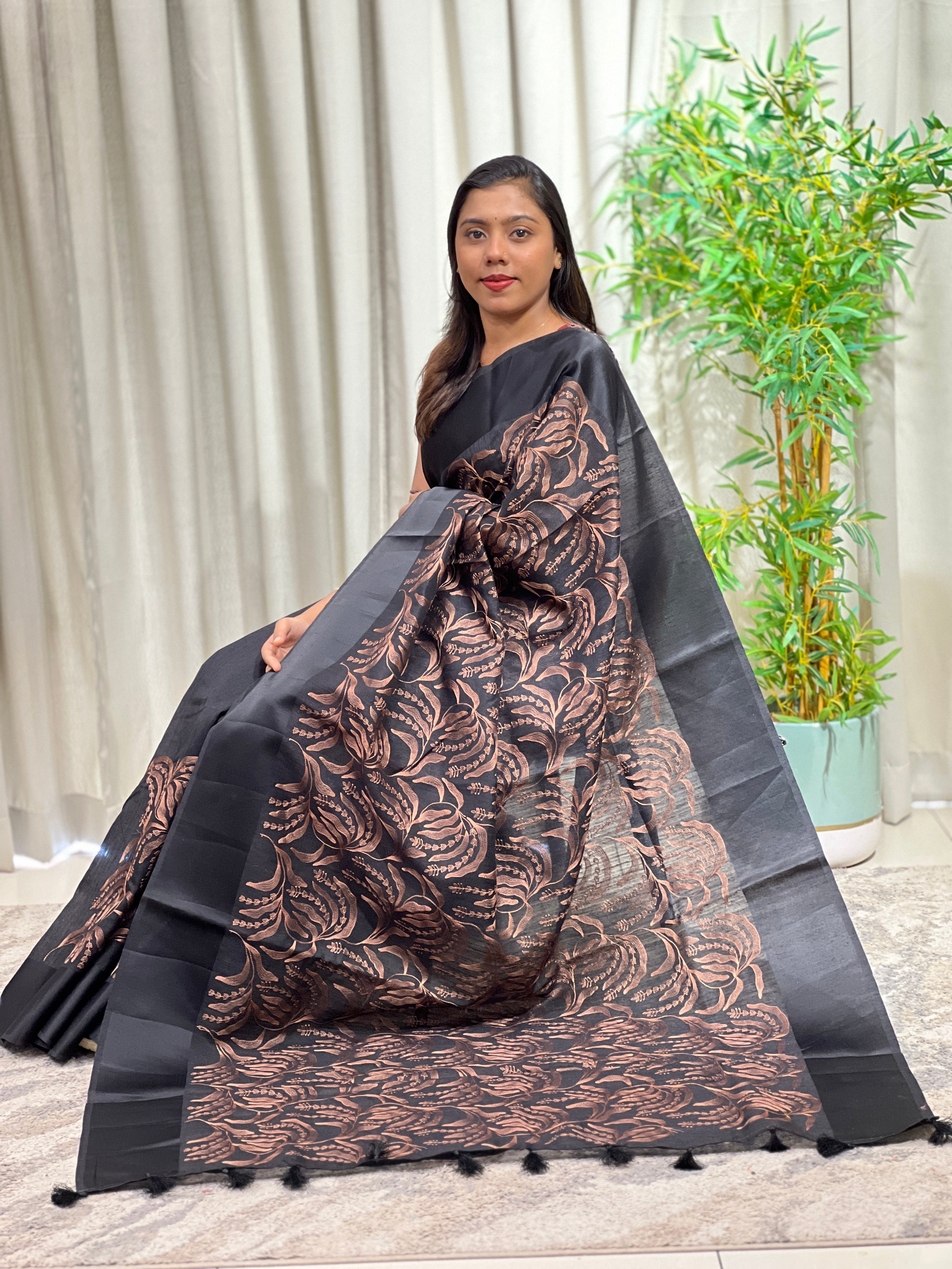 Computerized Embroidered Green Silk Saree | ZSS236