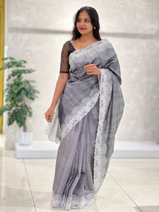 Cut Work With Embroidery Border Semi Silk Saree | RP557