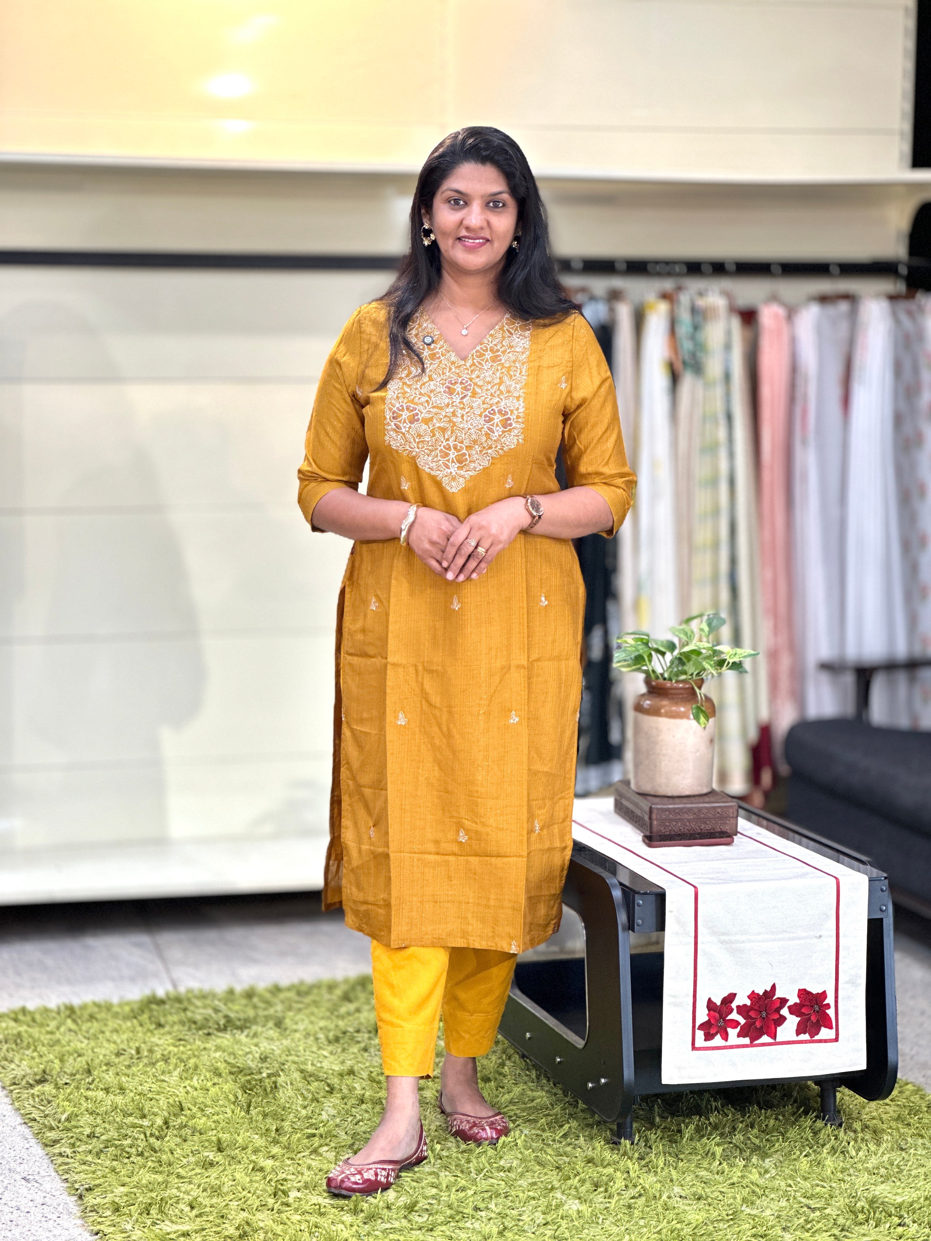 Embroidery Detailed Art Silk Kurta | VSI197