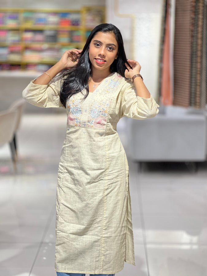Embroidery Detailed Cotton Kurta | PGI205