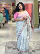Embroidered Manipuri Check Organza Saree | RP735