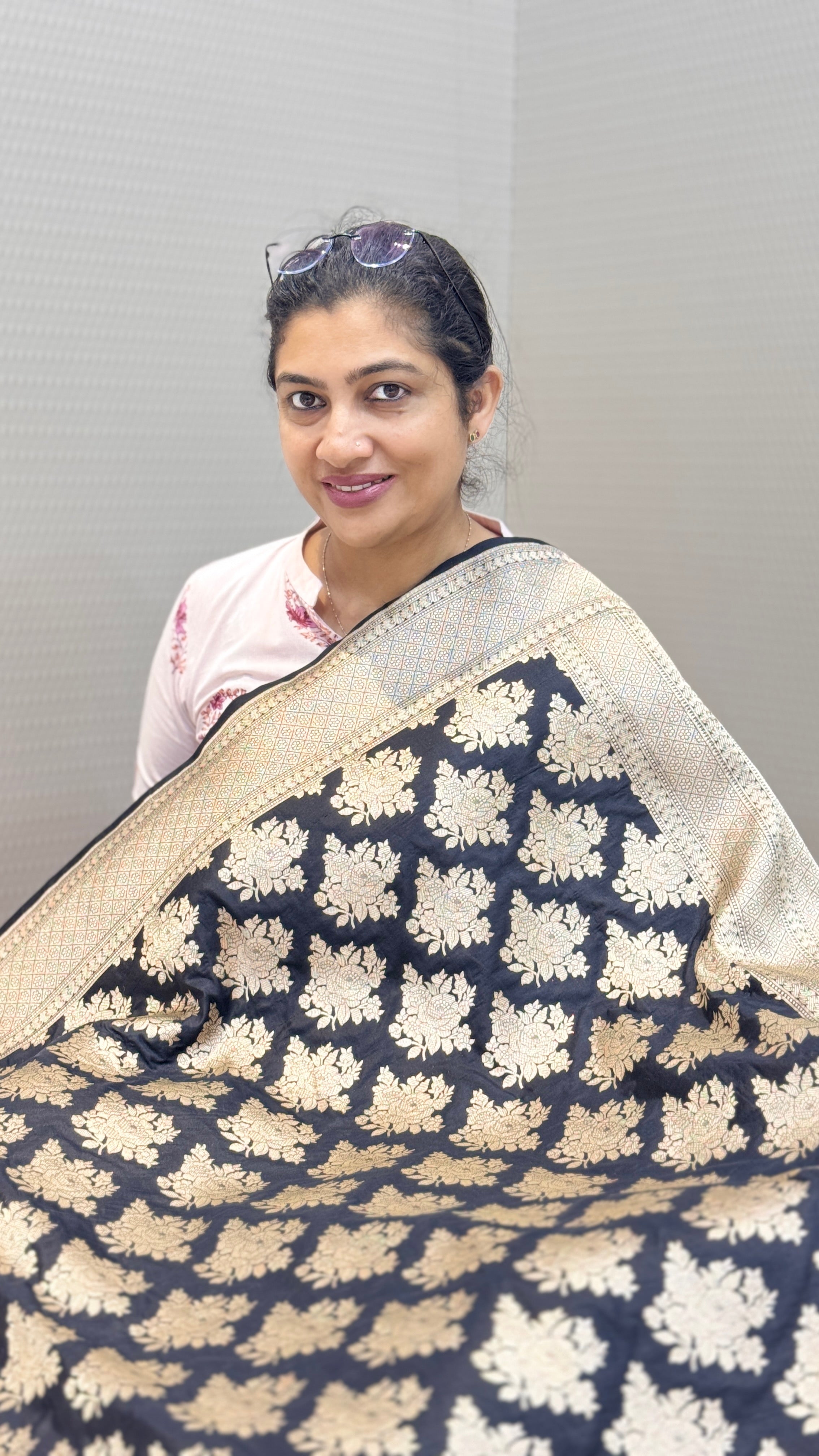 Floral Zari Woven Kathan Silk Saree | KMM110