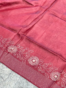 Floral Embroidered Tussar Saree | RGD243