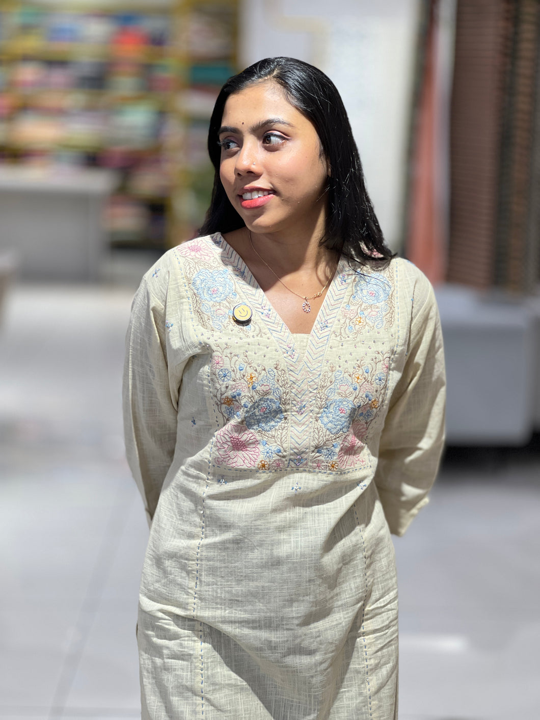 Embroidery Detailed Cotton Kurta | PGI205