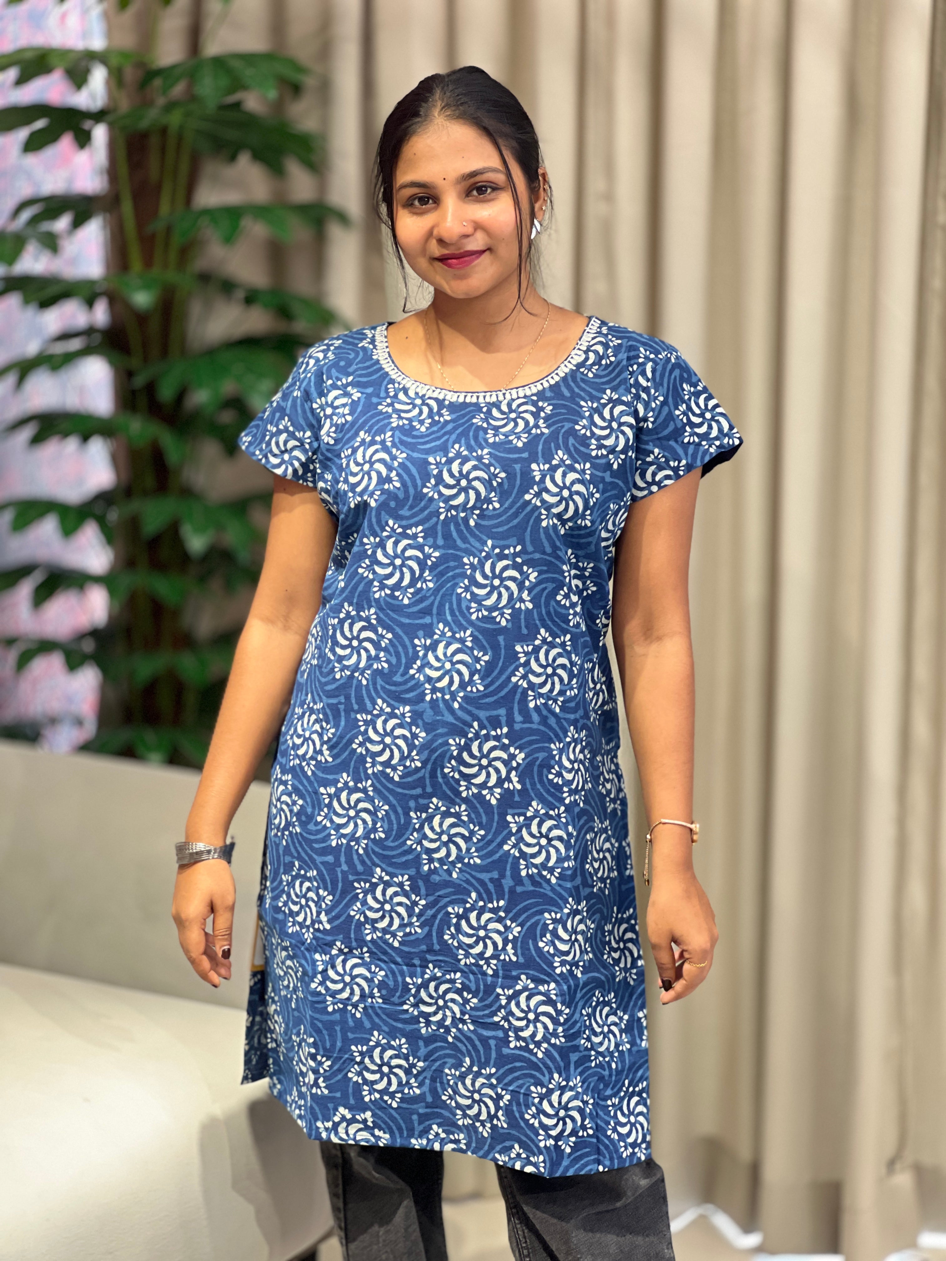 Block Printed Cotton Short Kurta | DNT994