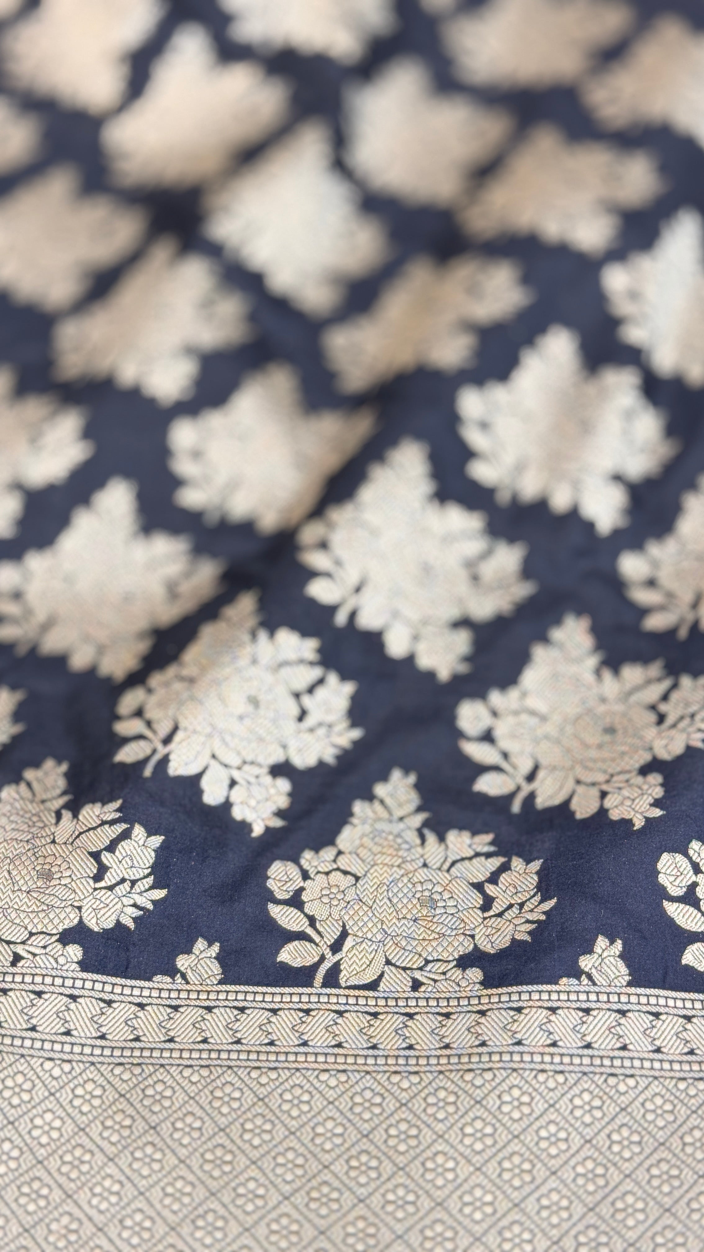 Floral Zari Woven Kathan Silk Saree | KMM110