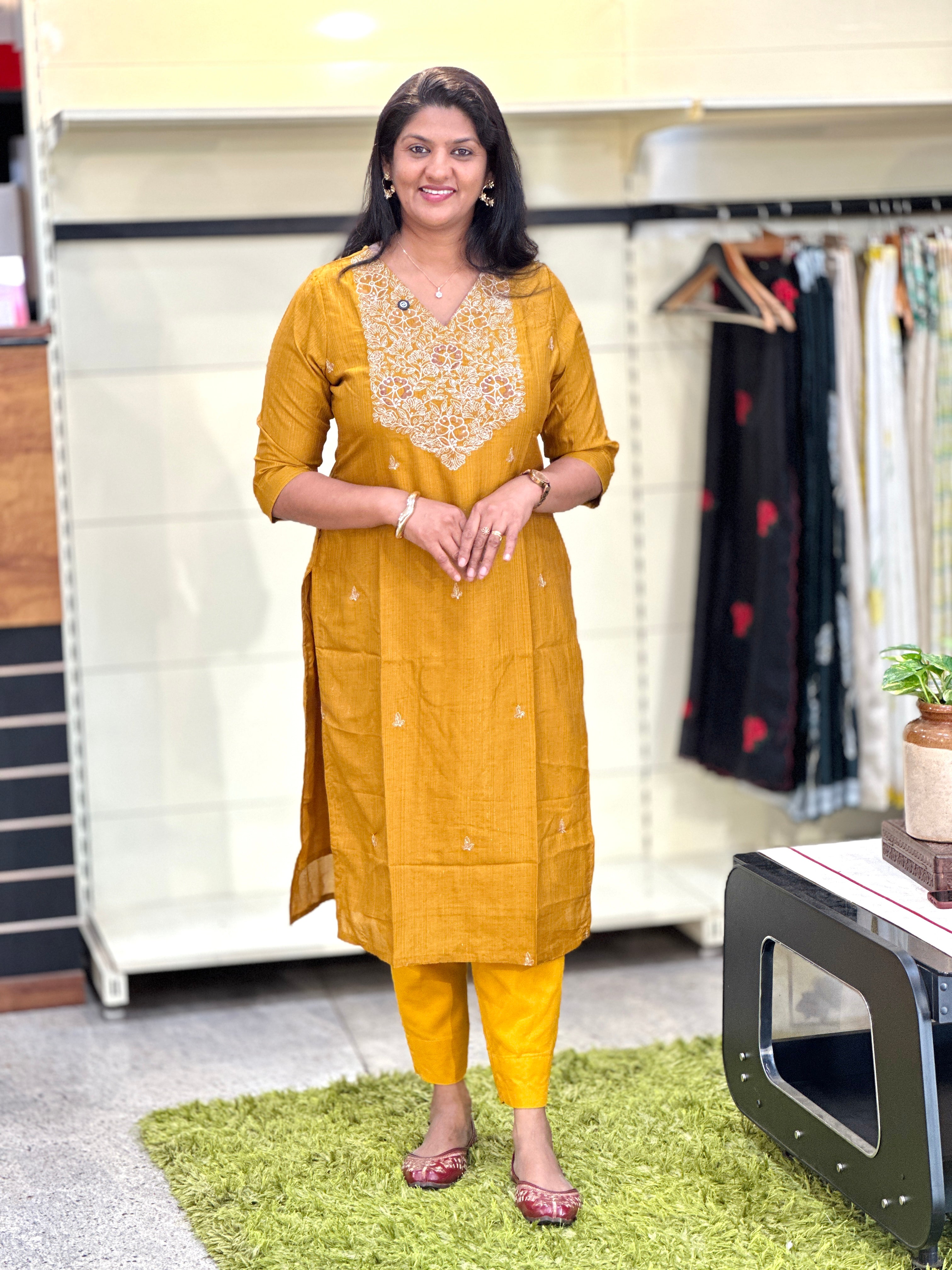 Embroidery Detailed Art Silk Kurta | VSI197